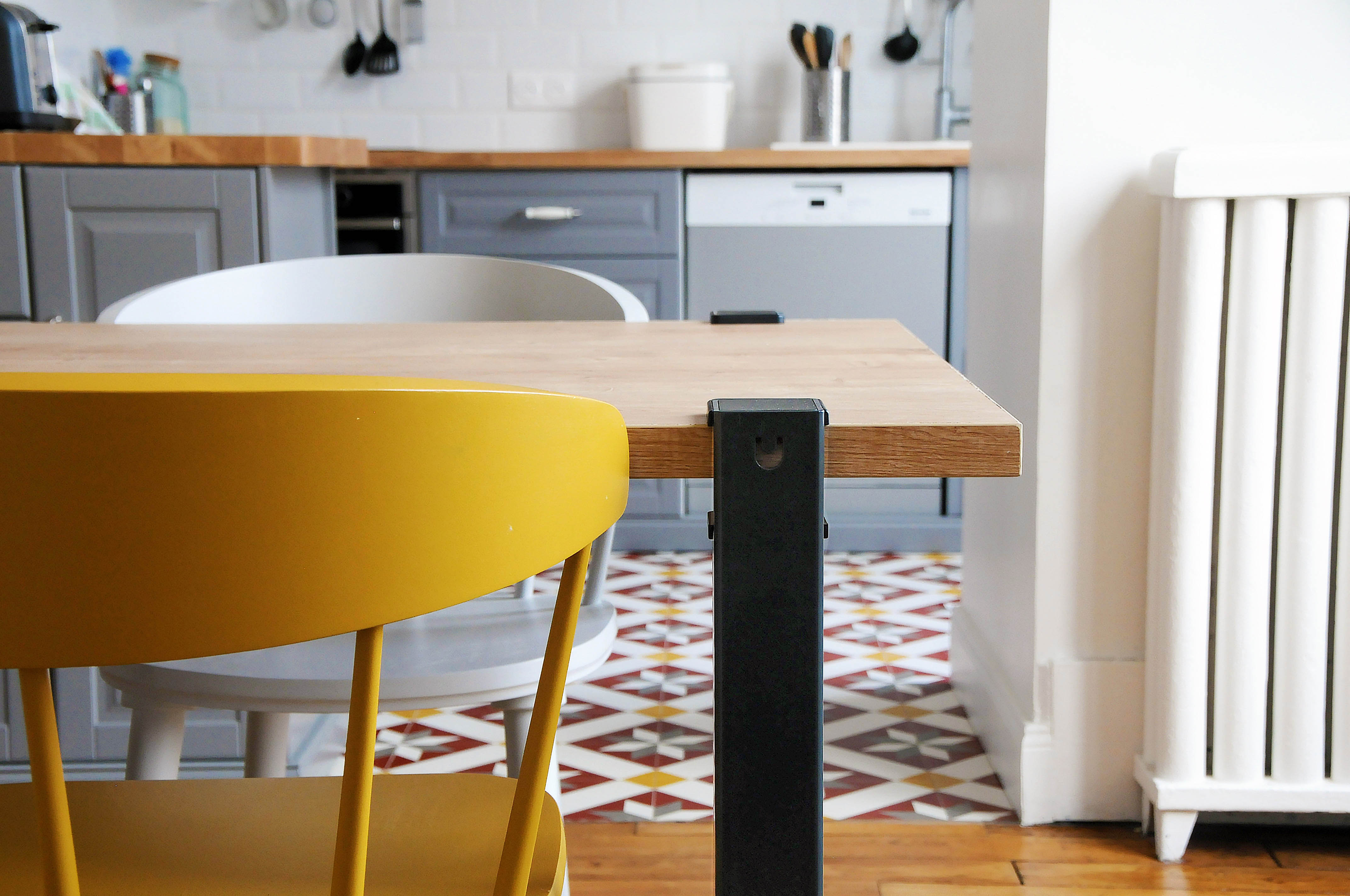 Pied de table carré UZY, fixe et modulable, H.75 cm, acier époxy noir, sans vis - 3