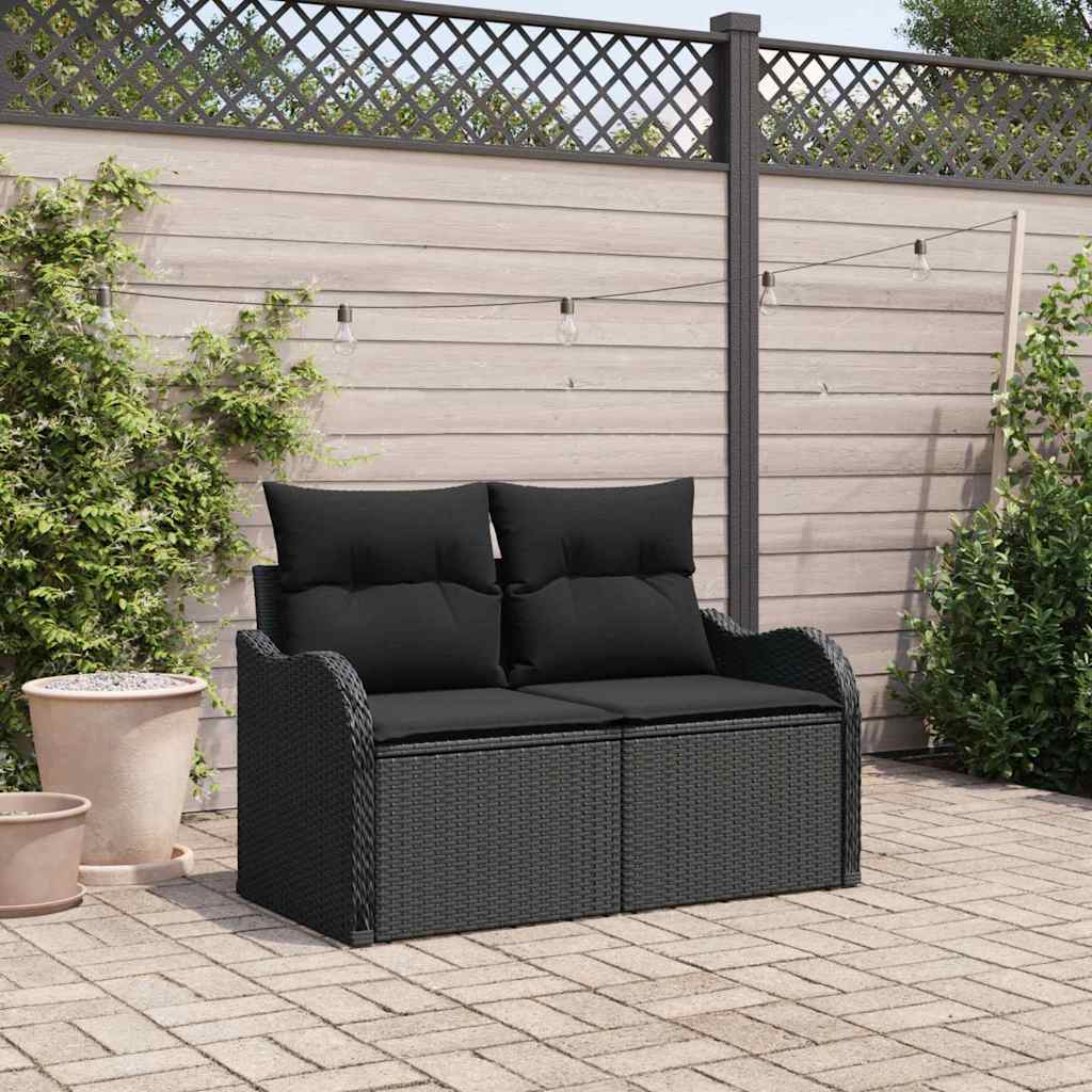 Sofa Ogrodowa z poduszką Czarny 121 x 62 x 69cm polirattan vidaXL
