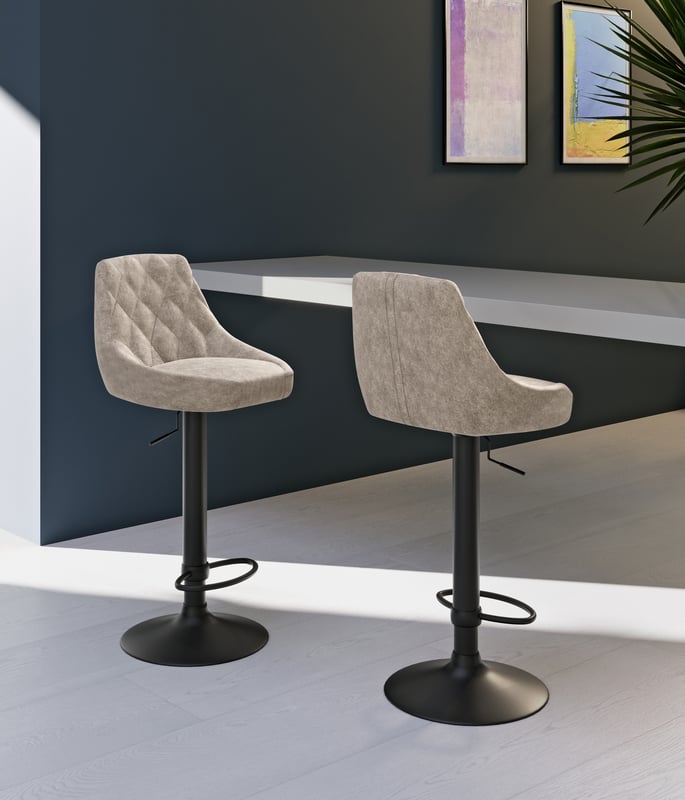 Max - Czarny taboret z mikrofibry z efektem aksamitu - zestaw 2 szt.