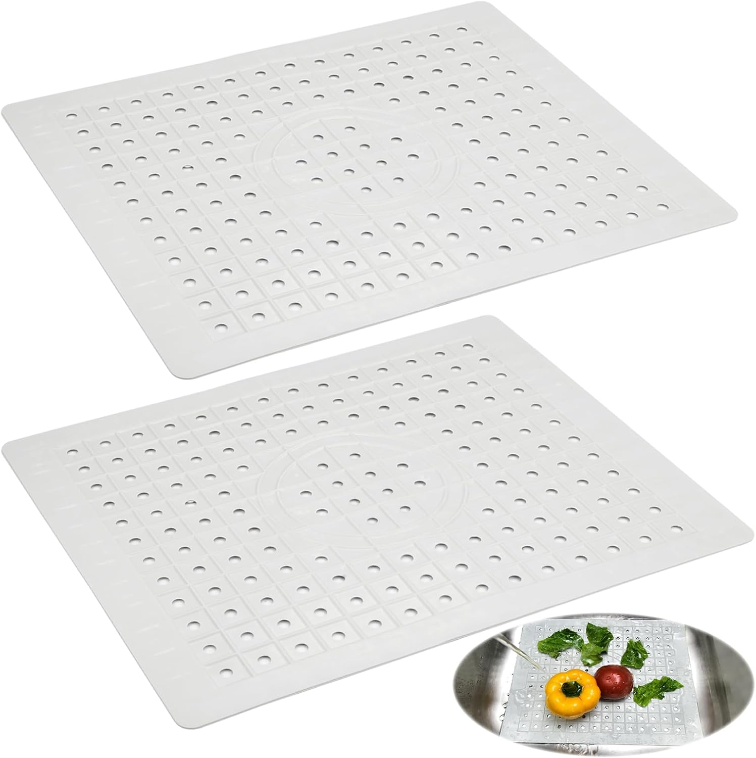 2-częściowa mata pod zlew kuchenny, 31*26 cm, odporna na ciepło, osłona zlewu TPR, antypoślizgowa, przycinana mata pod zlew, mata odpływowa