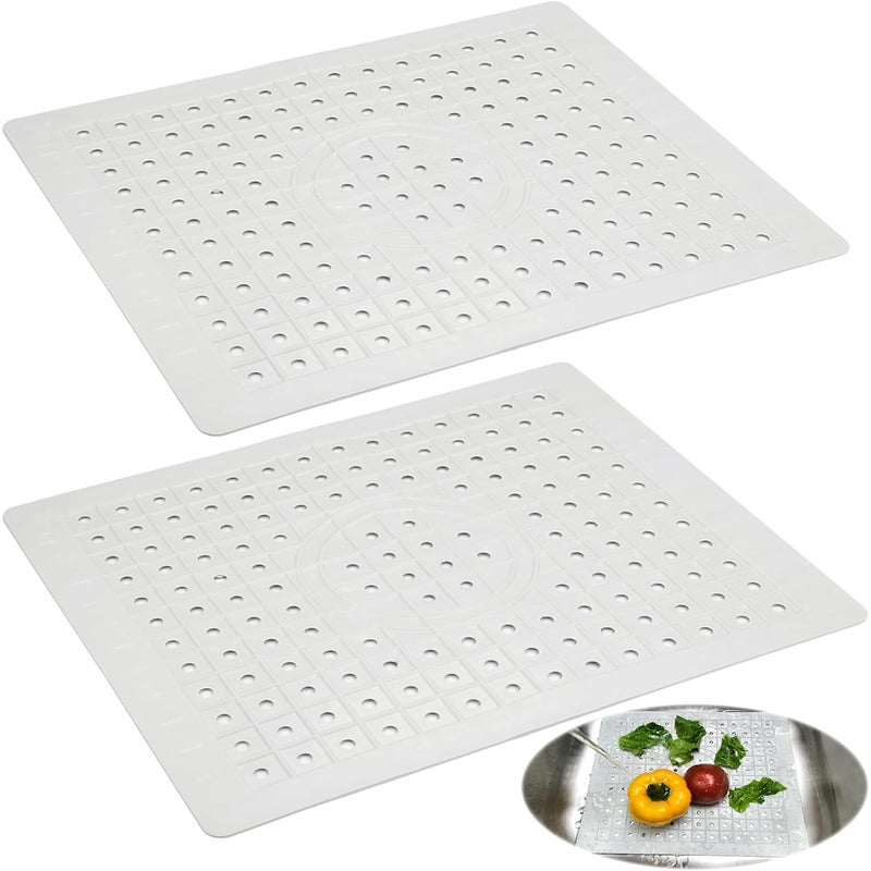 Mata pod zlew kuchenny, 2 części, 31 x 26 cm, odporna na ciepło, antypoślizgowa, do przycinania, mata odpływowa