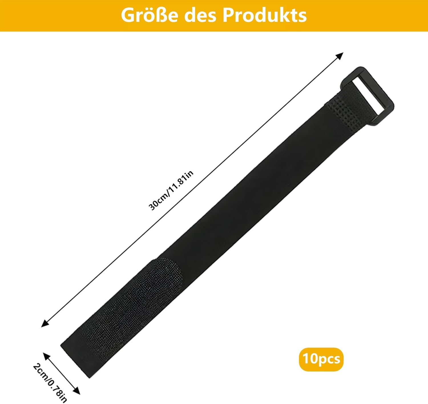 Lot De 8 Bandes Velcro Noires – Bandes Velcro Résistantes Pour Fixer Les Câbles, Adaptées Aux Vélos, Bagages Et Câbles (20 X 300 Mm, Réutilisables)​ - 3