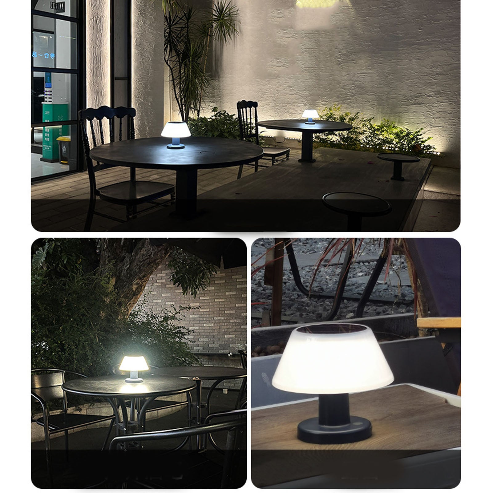 Lampe de table solaire 2 en 1, étanche IPX4, haute luminosité, 4 niveaux d'intensité variable, pour intérieur et extérieur - 3