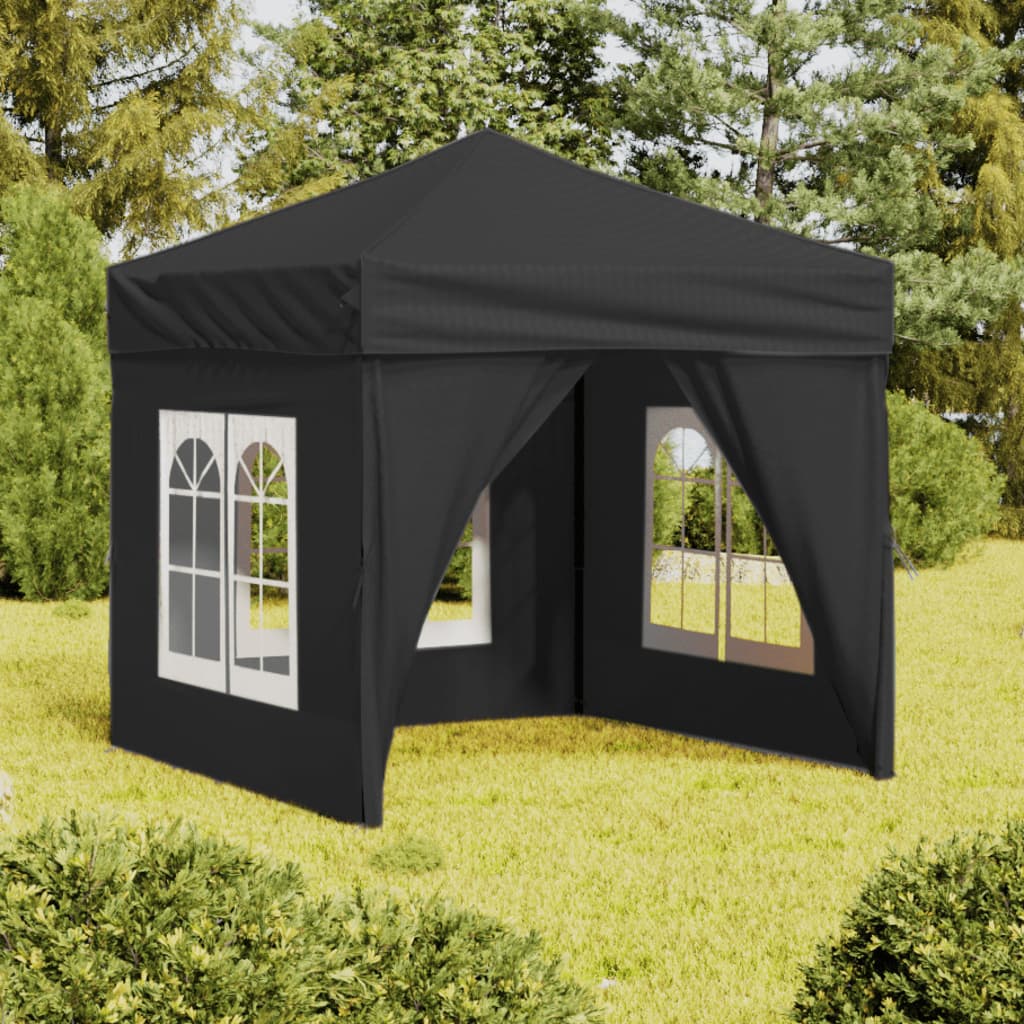 Tonnelle De Jardin 2,5x2,5 M - Anthracite - Parois Incluse - Résistante UV Et Eau - Pour Fêtes Extérieures