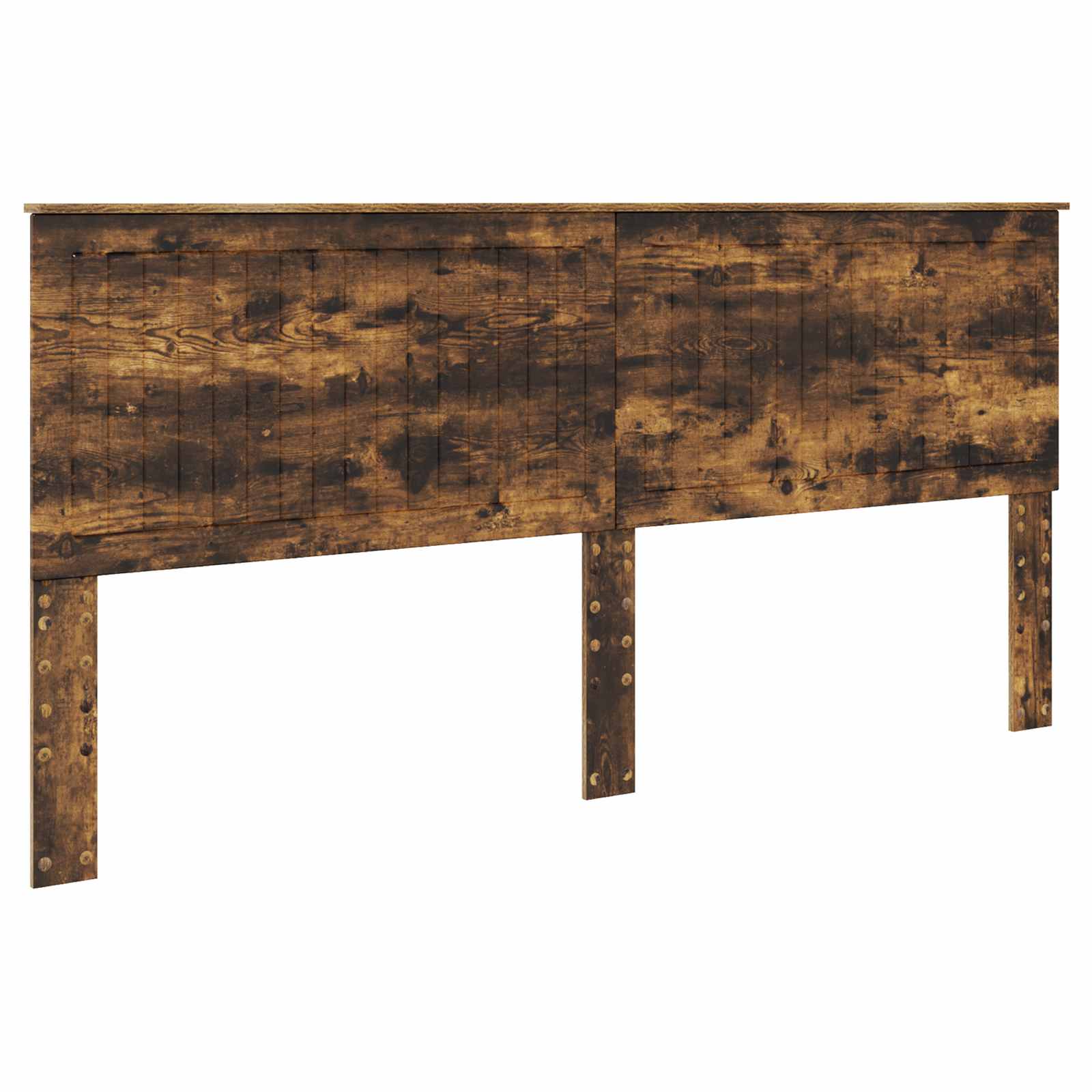 Cadre de lit en bois de pin massif, chêne fumé, pour la chambre, 200 × 200 cm - 6