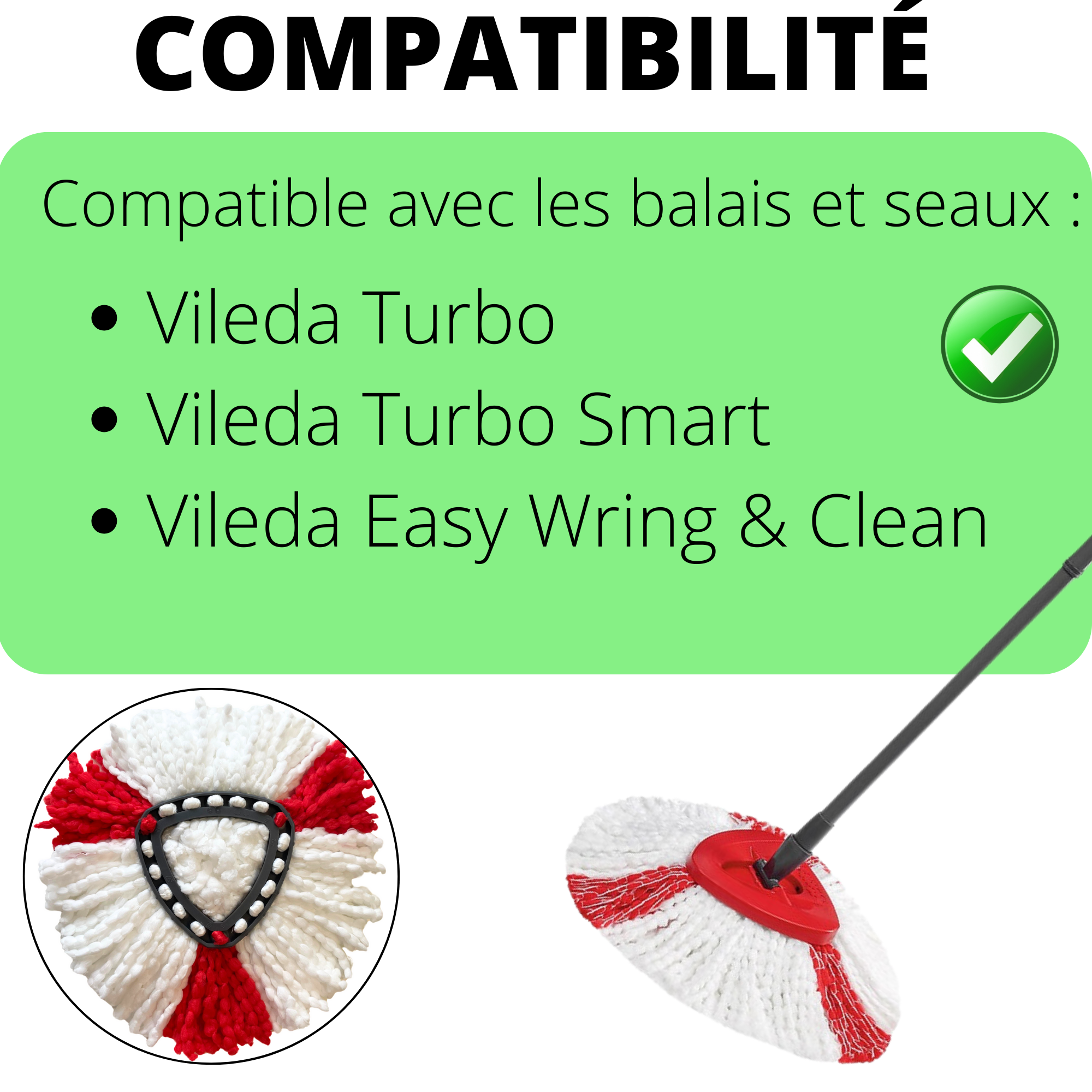 Housse De Remplissage Pour Serpillère Vileda Turbo Easy Wring - Tête Et Base - Neuf