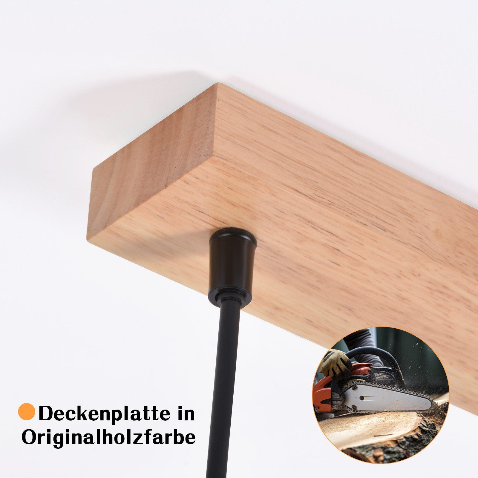 Suspension NETTLIFE pour table à manger, lampe suspendue en verre, lampe de table à manger vintage, suspension en bois, 4 flammes en verre fumé, E27 - 5