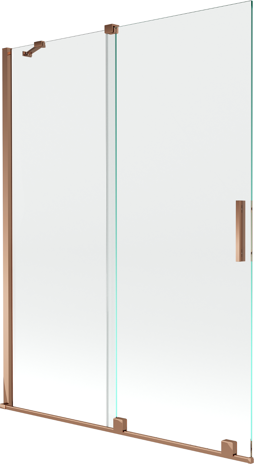 Mexen Velar parawan nawannowy 2-skrzydłowy rozsuwany 130 x 150 cm, transparent, różowe złoto - 896-130-000-01-60