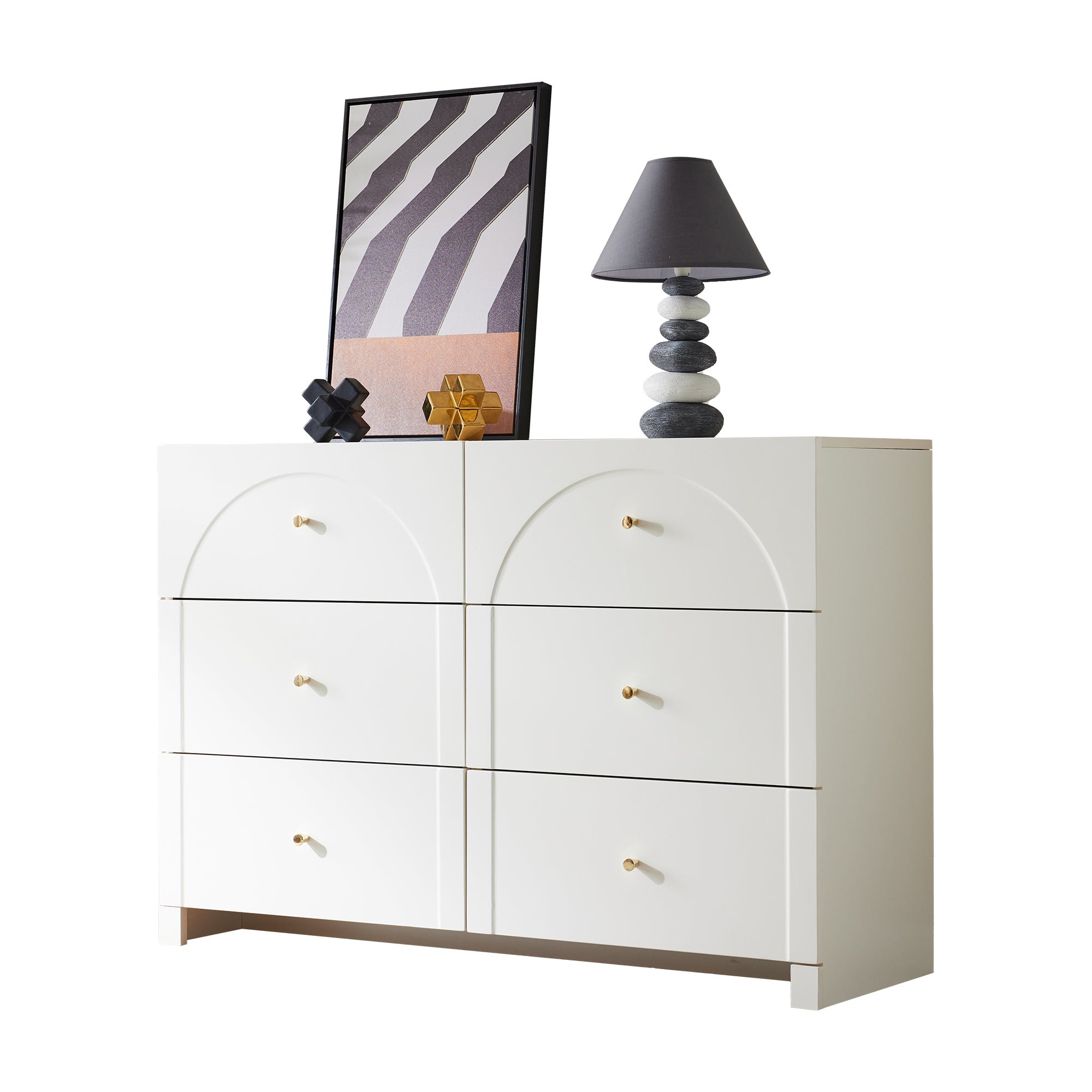 Cómoda de 6 cajones – cómoda blanca para salón y dormitorio, dimensiones: al 82/an 120/pr 40 cm