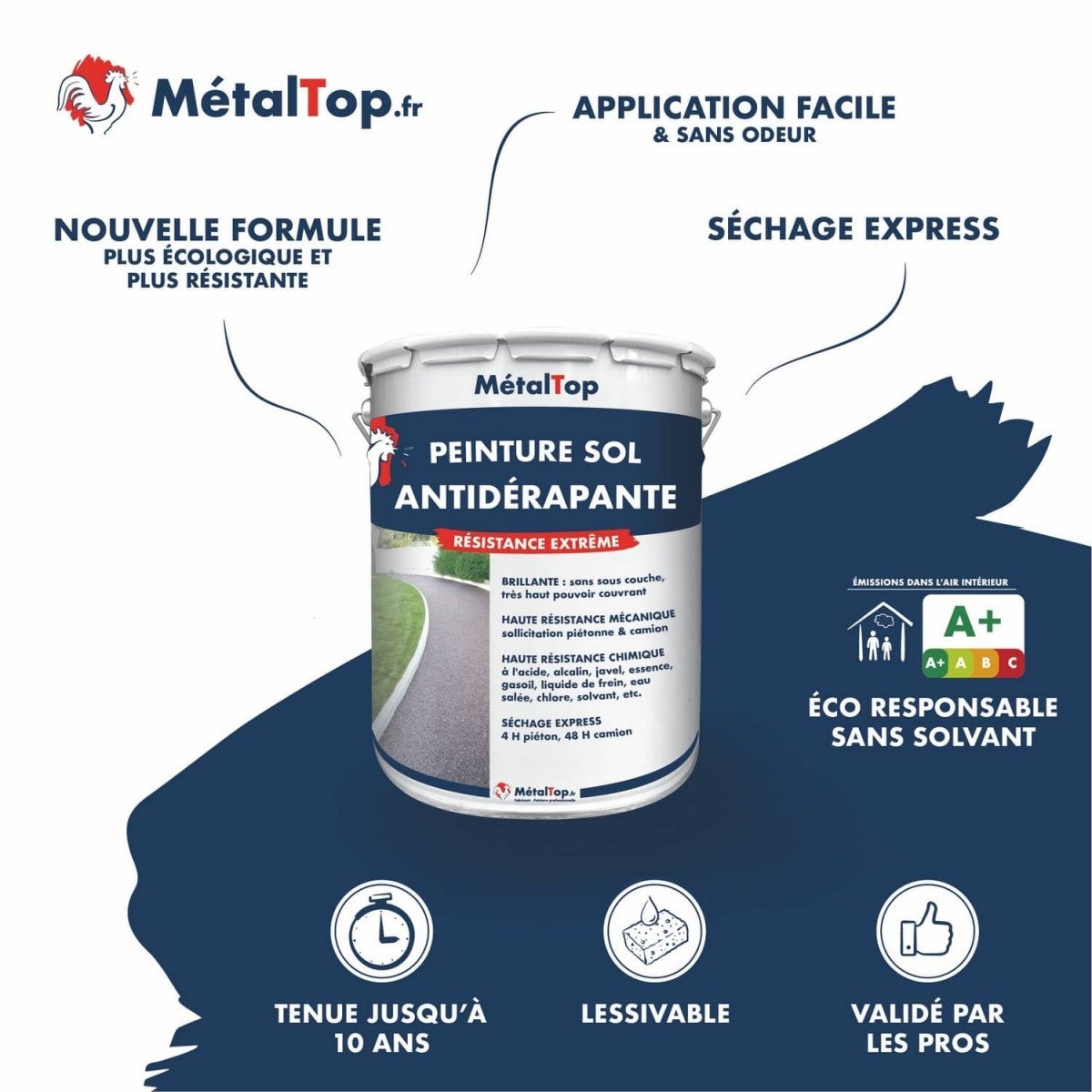 Peinture Antiderapante - Noir foncé - RAL 9005 - 15 L - Métaltop - 3