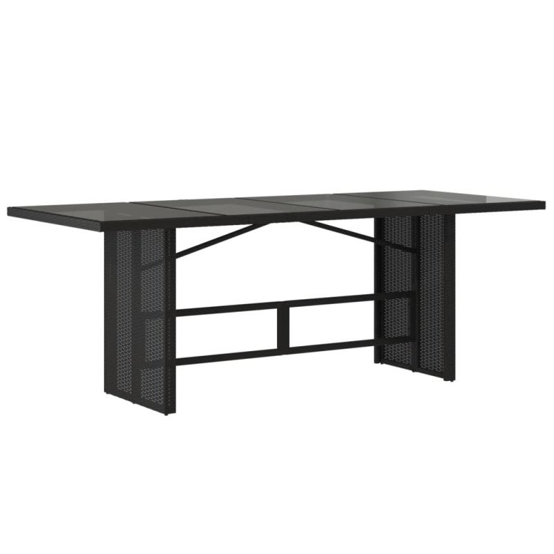 Table de jardin dessus en verre noir 190x80x74cm résine tressée - 5