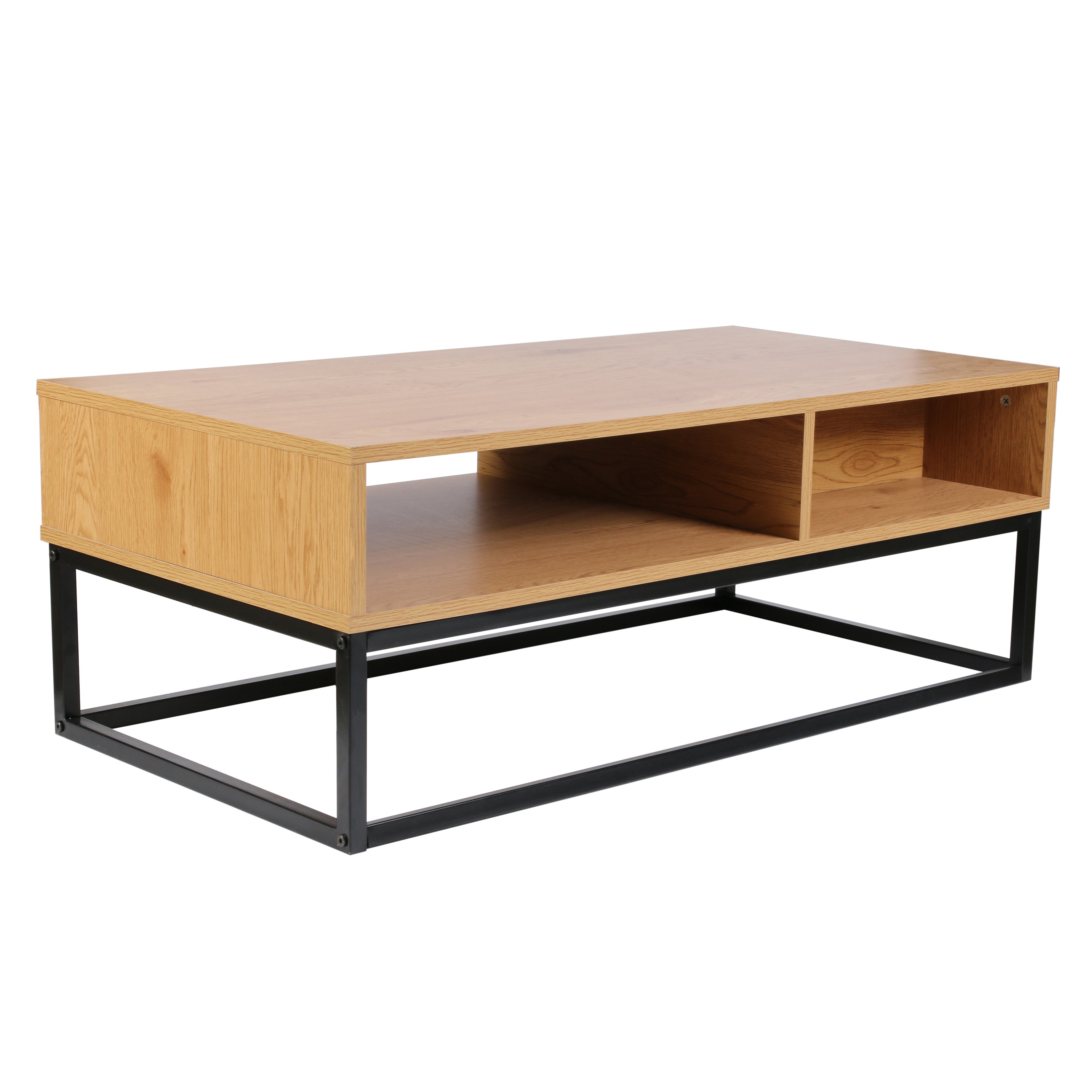Table Basse - Home Deco Factory - Abbott - Bois Et Métal - Marron Et Noir - 4