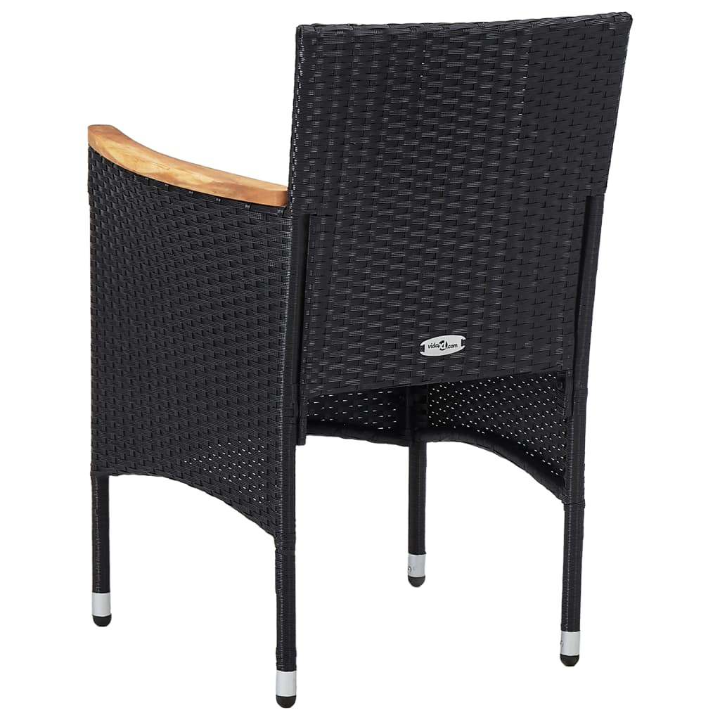 Ensemble à dîner de jardin 3 pcs Noir Résine tressée et acacia 4 - 9