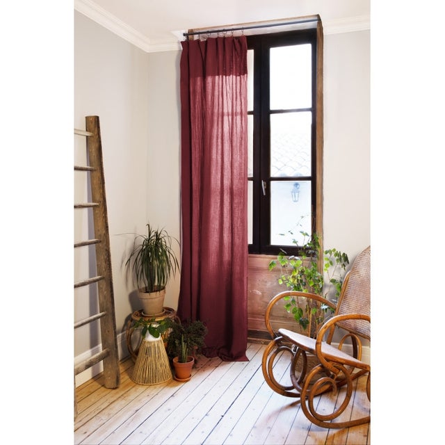 Rideau Occultant à œillets 140x250 Cm – Rouge Bordeaux Uni, Synthétique, Neuf