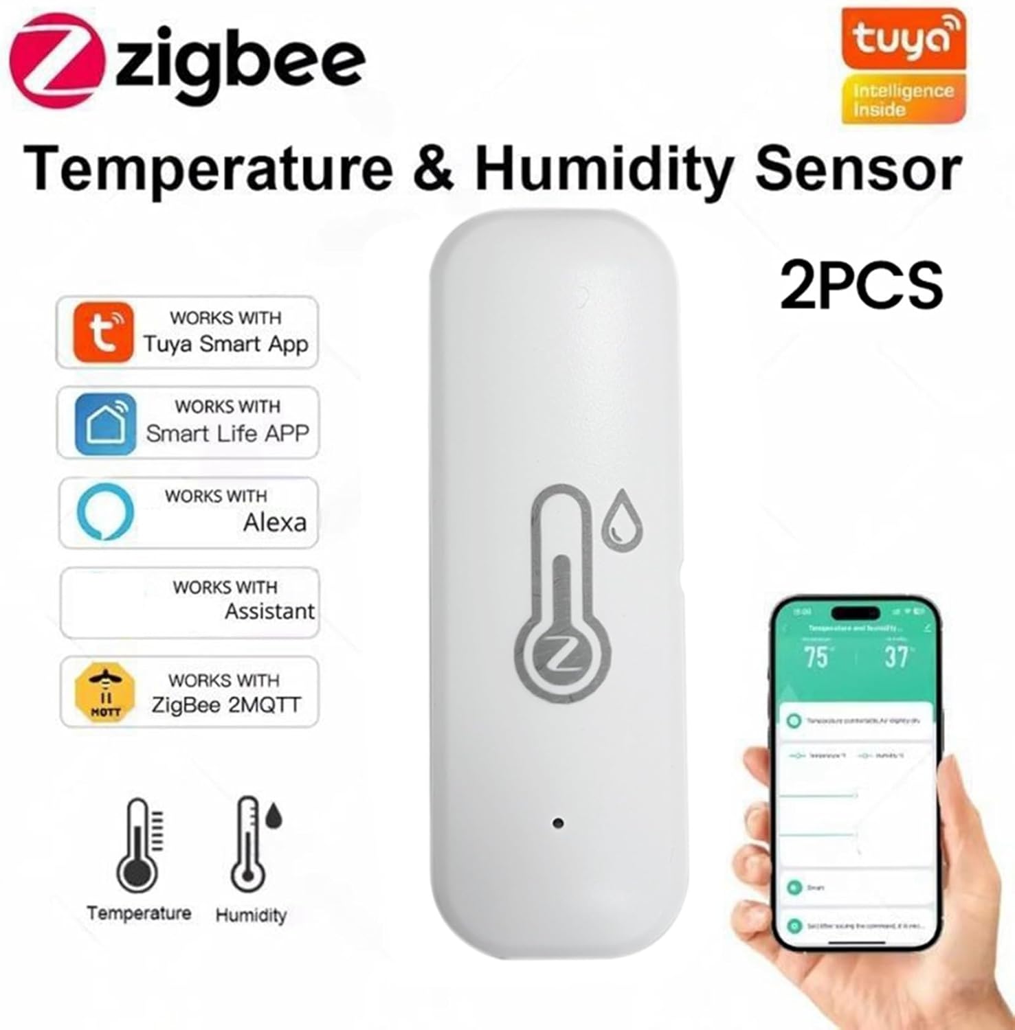 Capteur intelligent de température et d'humidité Tuya Zigbee pour extérieur, étanche IP65, pour jardin et extérieur, pour terrasse ou balcon - 4