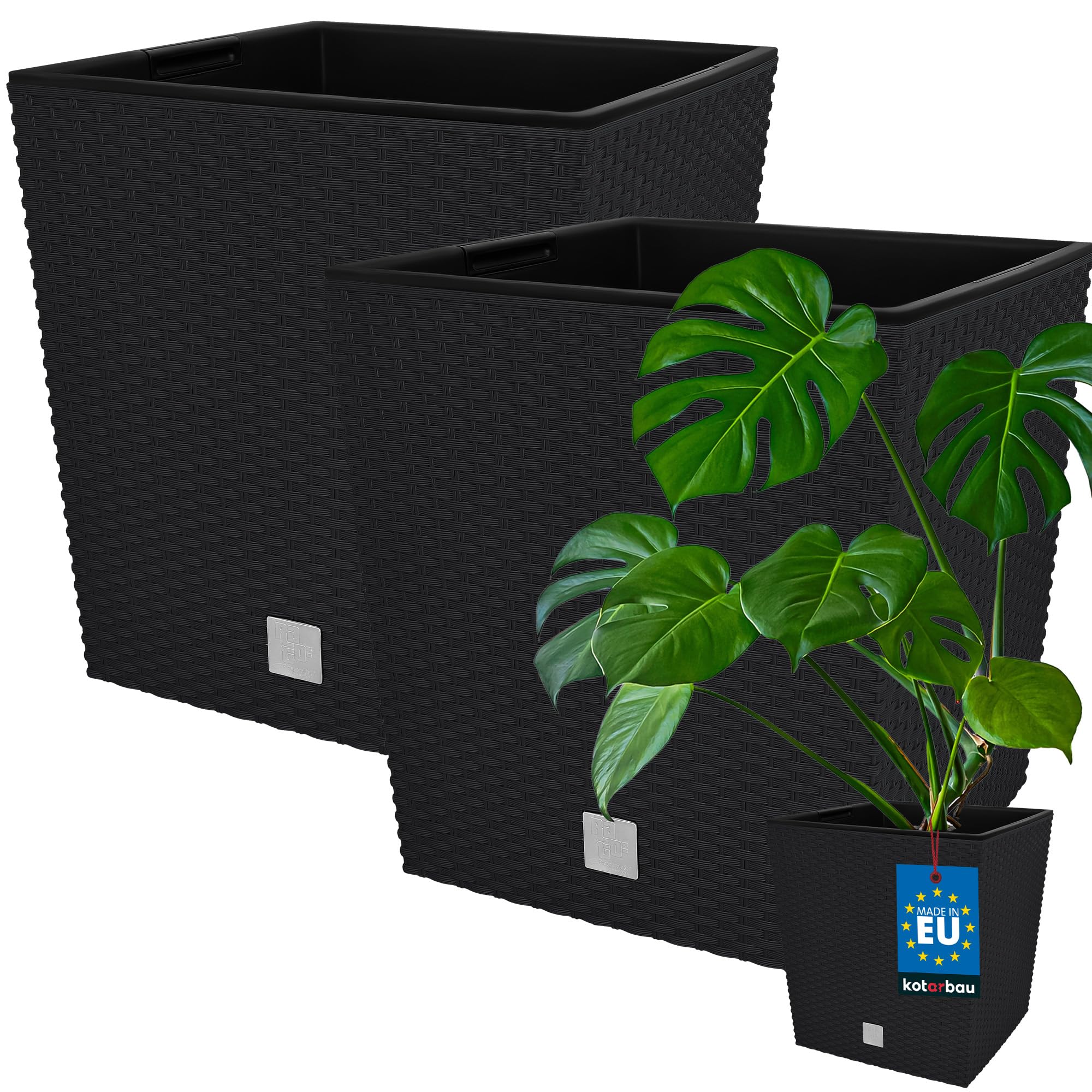 2x donica doniczka 64 l ogrodowa balkonowa taras kwiaty rattan wkład ogród - KOTARBAU