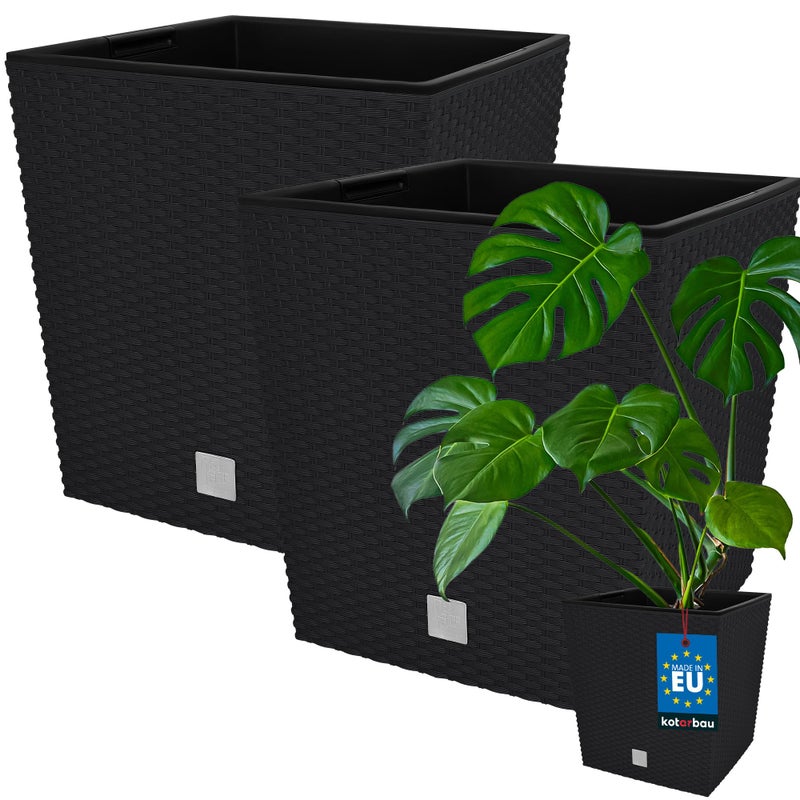 2x donica doniczka 64 l ogrodowa balkonowa taras kwiaty rattan wkład ogród - KOTARBAU