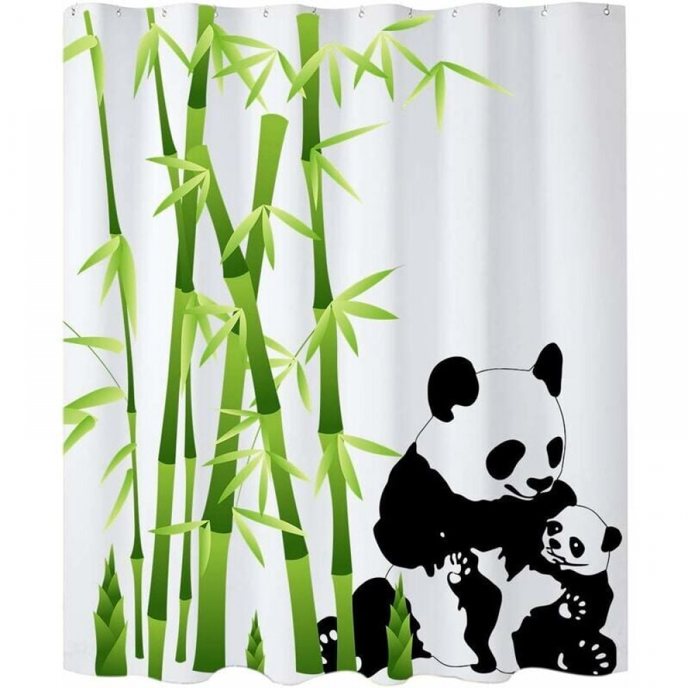 180X180 cm Wodoodporna, zmywalna, odporna na pleśń zasłona prysznicowa do łazienki - z 12 haczykami, poliester, wzór Panda