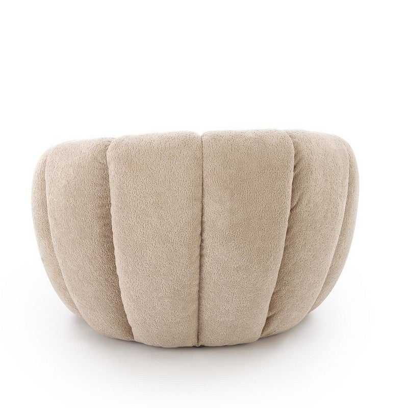Fauteuil rond coquillage en tissu beige Alix - 2