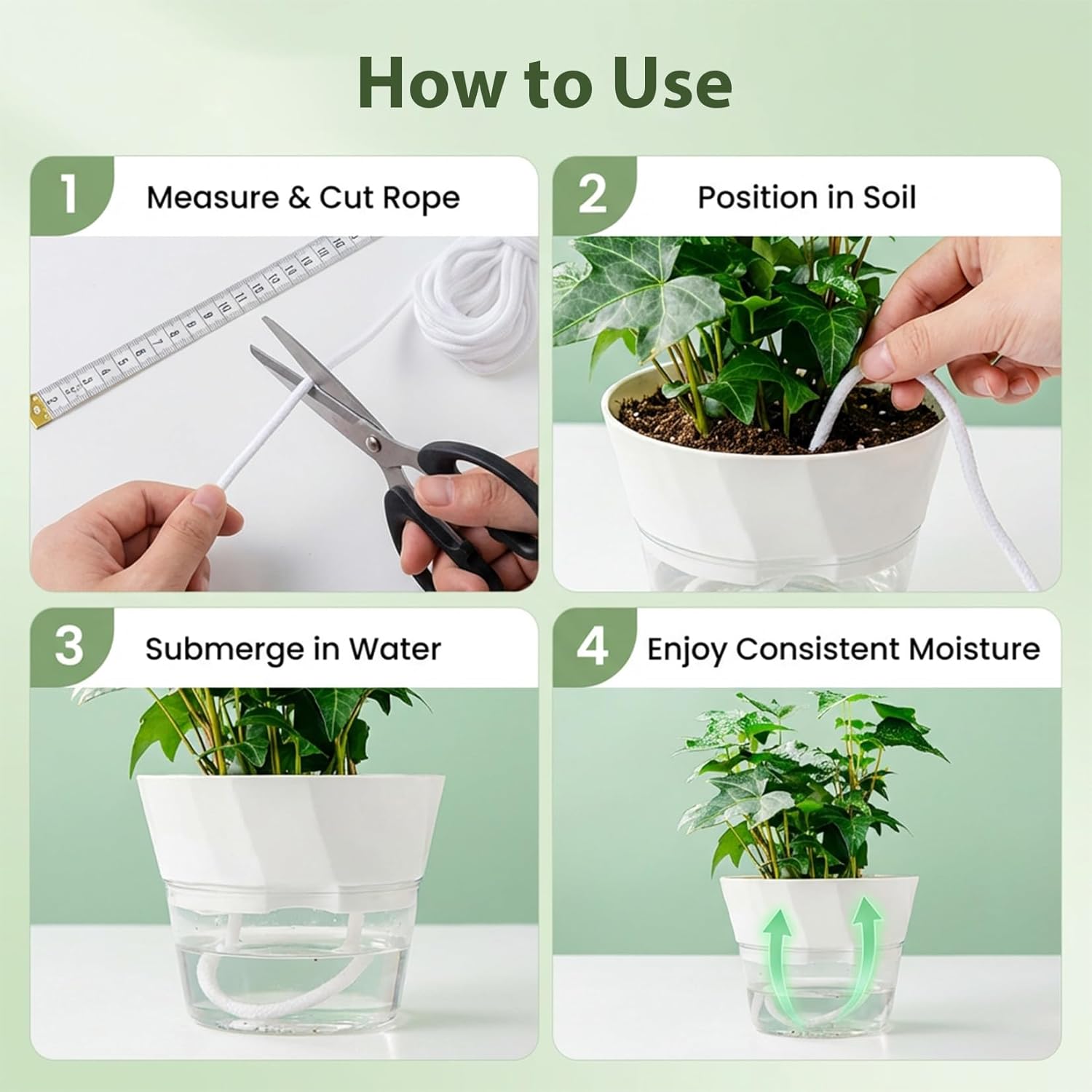 Cordon à mèche pour arrosage automatique des plantes – Mèche pour système d'arrosage DIY – Corde d'arrosage en coton – (2 rouleaux – 18 m) - 6
