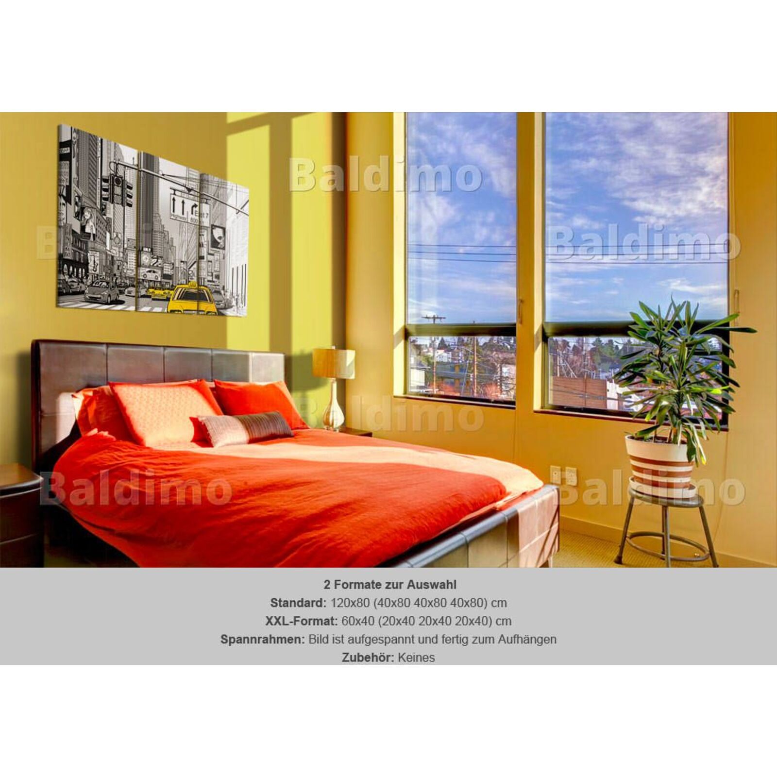 Tableau new york de dessin animé - 120 x 80 cm - 2