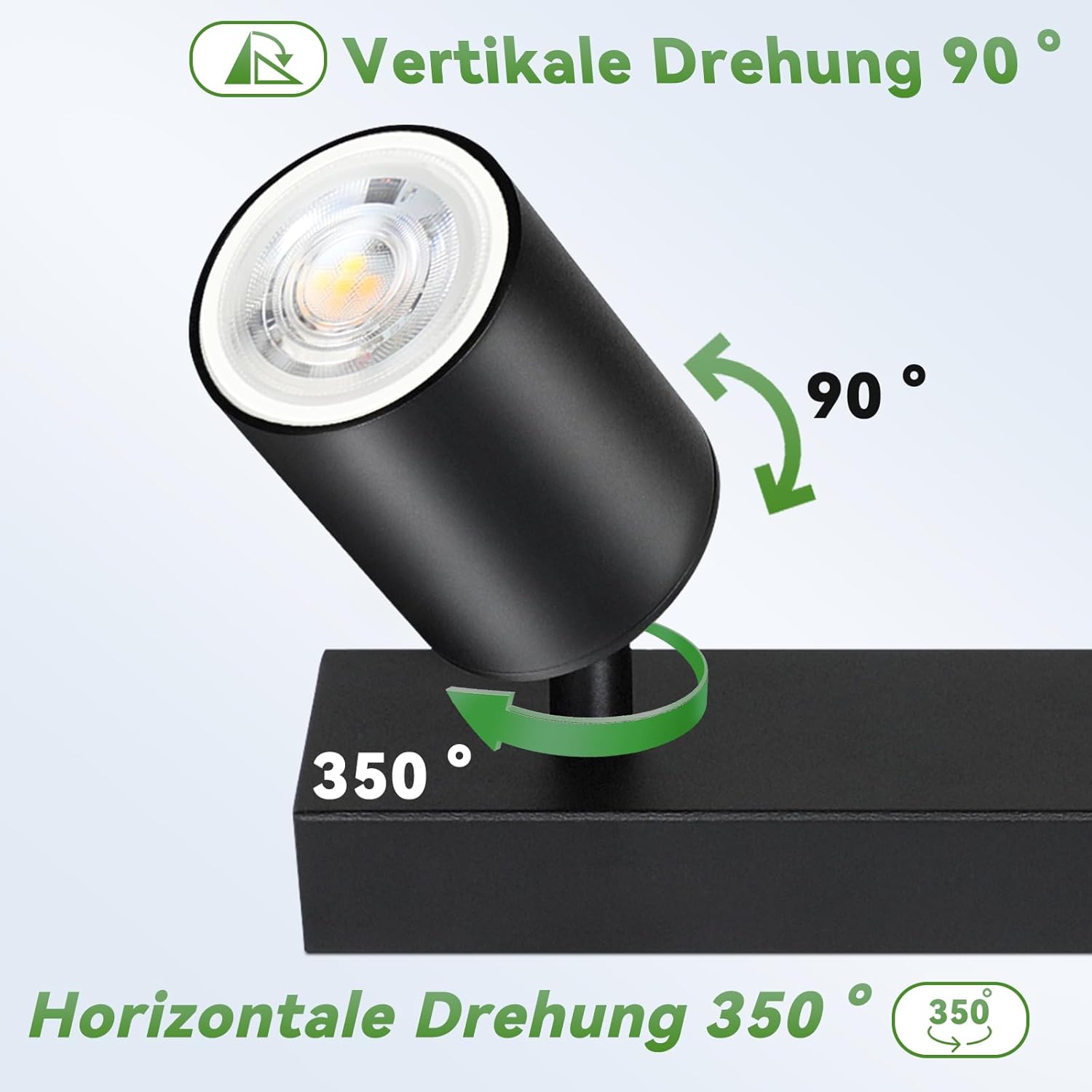 NETTLIFE 3 Focos Max.25w LED Negro GU10 Lámpara de Techo Giratoria 350° Lámpara de Moderna Lámpara de Pared Industrial para Sala de Estar Dormitorio - 3