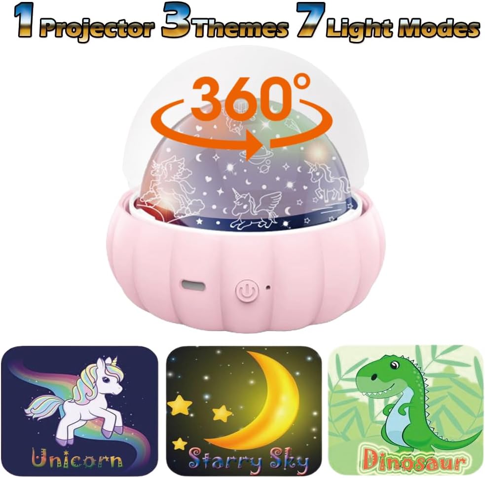 Veilleuse Bébé Projecteur, Veilleuse LED Enfant Musicale Et Lumineuse Rotation 360°, 8 Chansons, 6 Films De Projection, Projecteur Étoile Pour Chambre, Cadeaux, Anniversaire