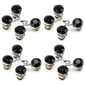 Couvre-boutons En Strass Avec Clips - Lot De 4 (2 Couleurs), 2,4x2,3 Cm - Décoration Détachable Pour Chemises, Chemisiers