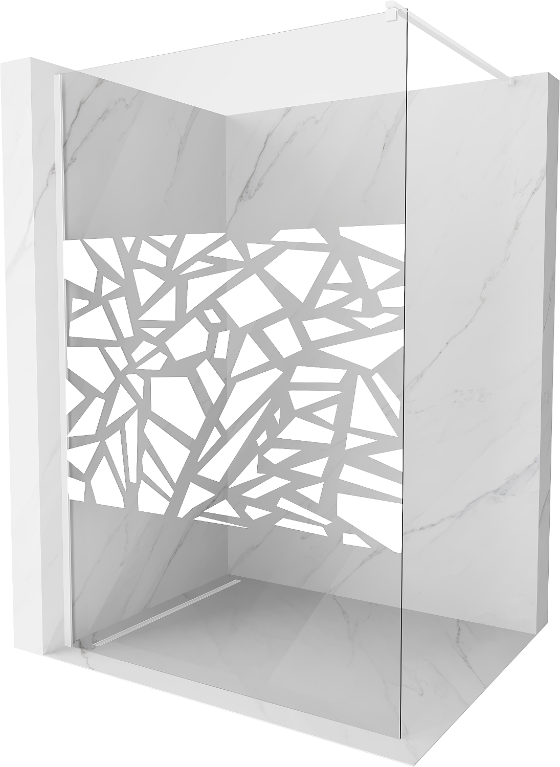 Mexen Kioto ścianka prysznicowa Walk-in 90 x 200 cm, biały wzór 8 mm, biała - 800-090-101-20-85