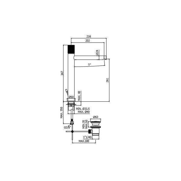 Miscelatore lavabo nero opaco alto con scarico clic clak incluso jo di paffoni - 3