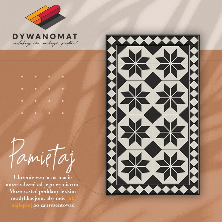 Tapis en vinyl intérieur étoiles noir et blanc graphiques, tapis vinyle intérieur moderne contraste décoratif 80x120 – Tulup - 3