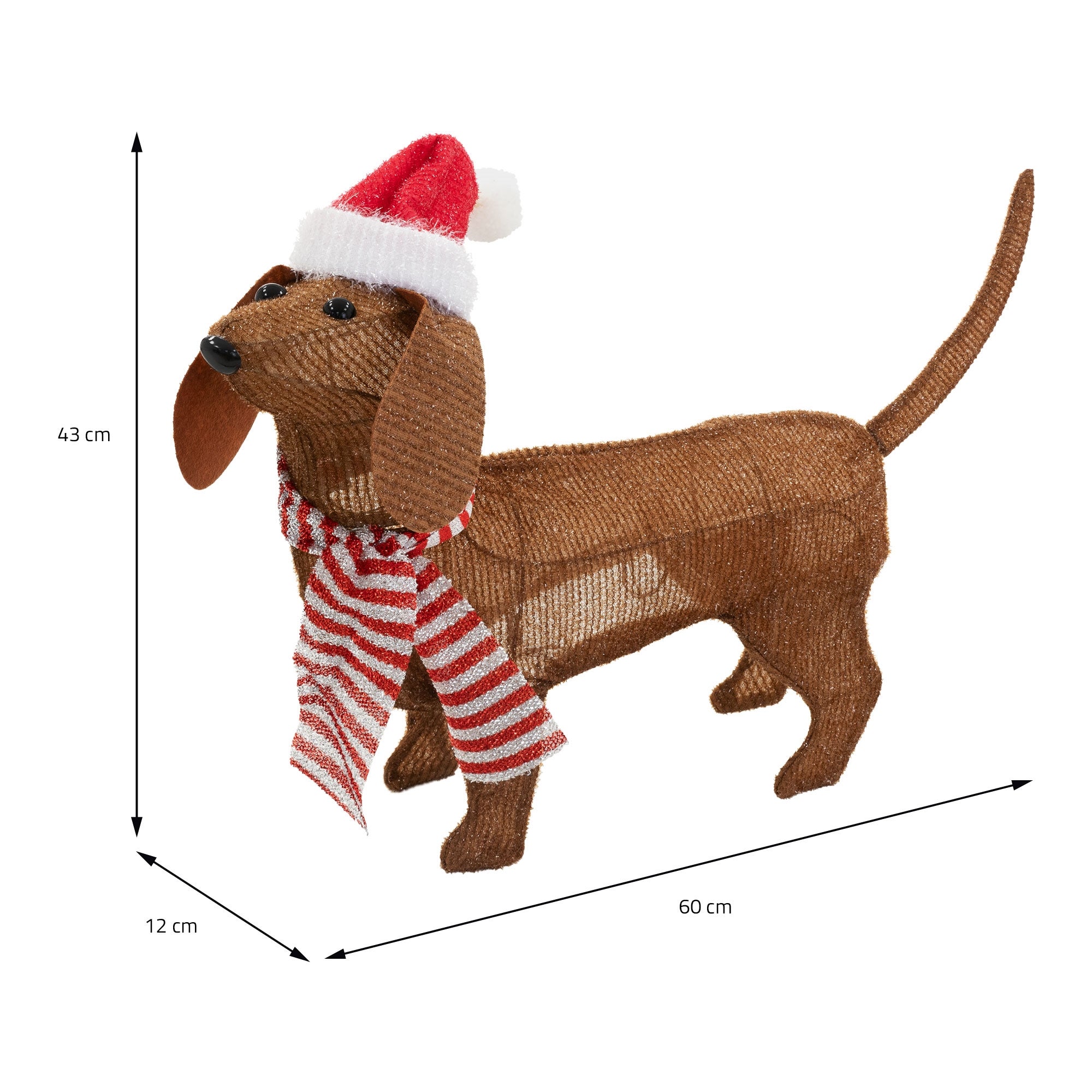 Cachorro marrom com chapéu de Natal. 40 LEDs. - 8