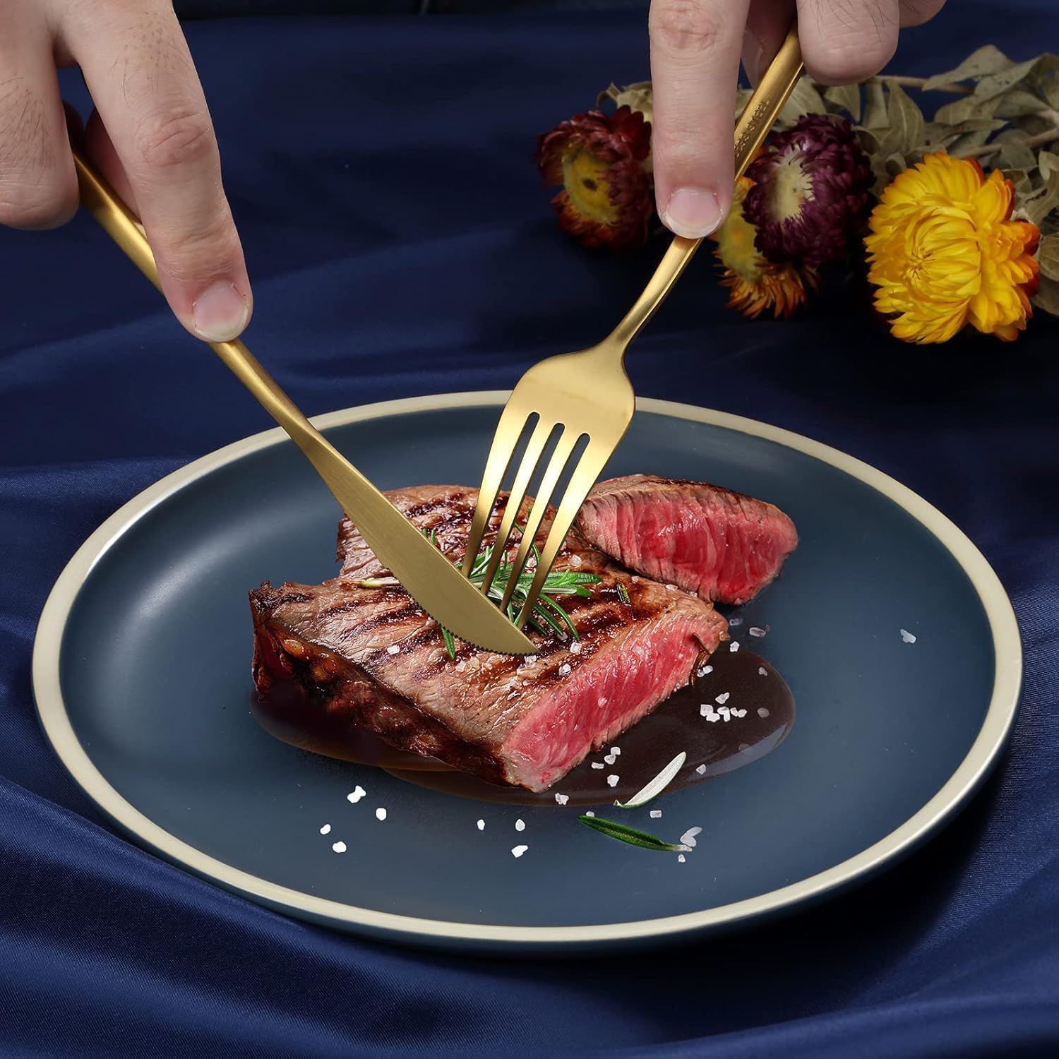 Juego de cubiertos de acero inoxidable, que incluye cuchillo, tenedor y cuchara, fácil de limpiar - 5
