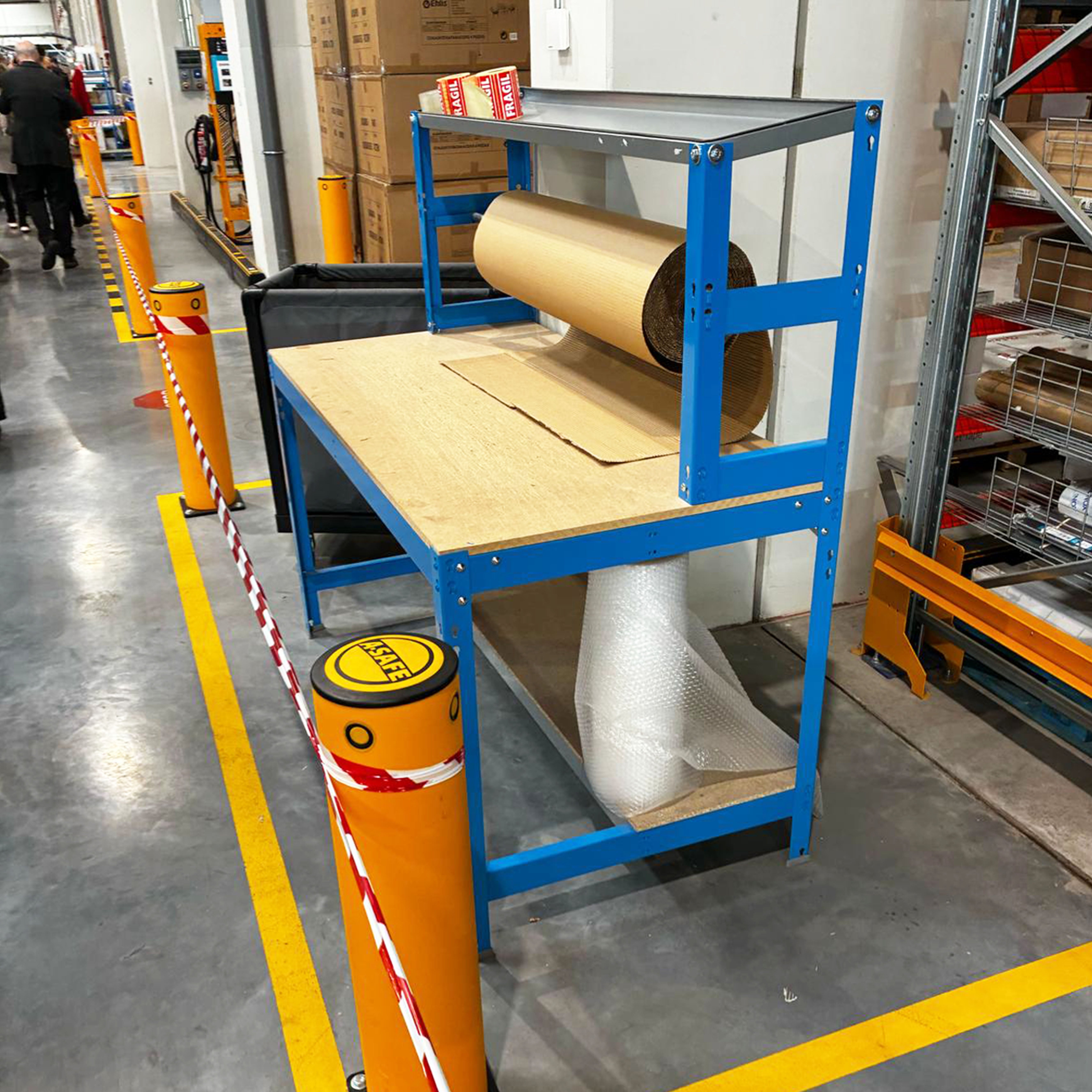 Bancada de trabalho SIMONWORK com 3 prateleiras (144,5x151x76cm) GALVA E MADEIRA - 3