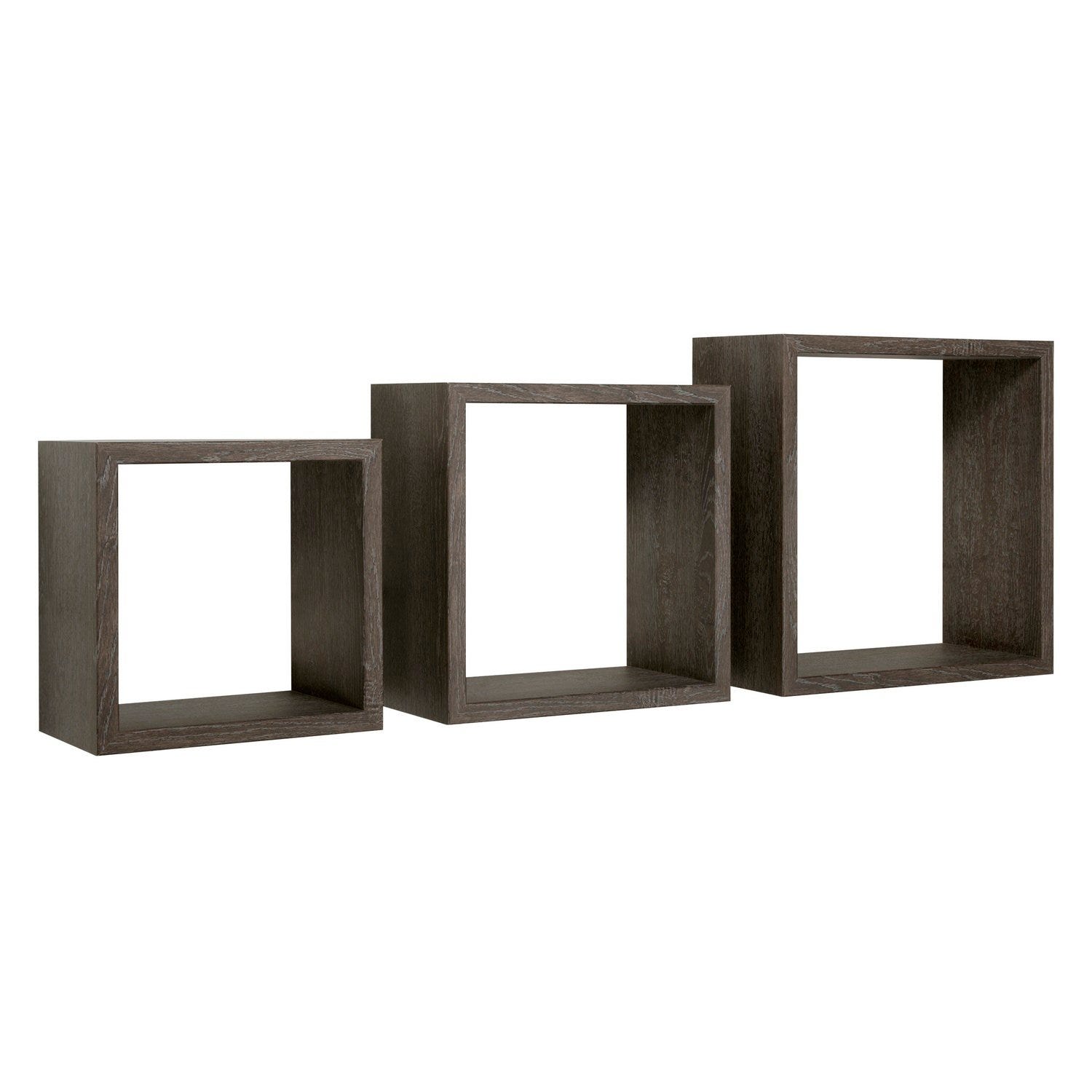 Étagère Murale Cube Saetta - Décoration Bois MDF Chêne Gris