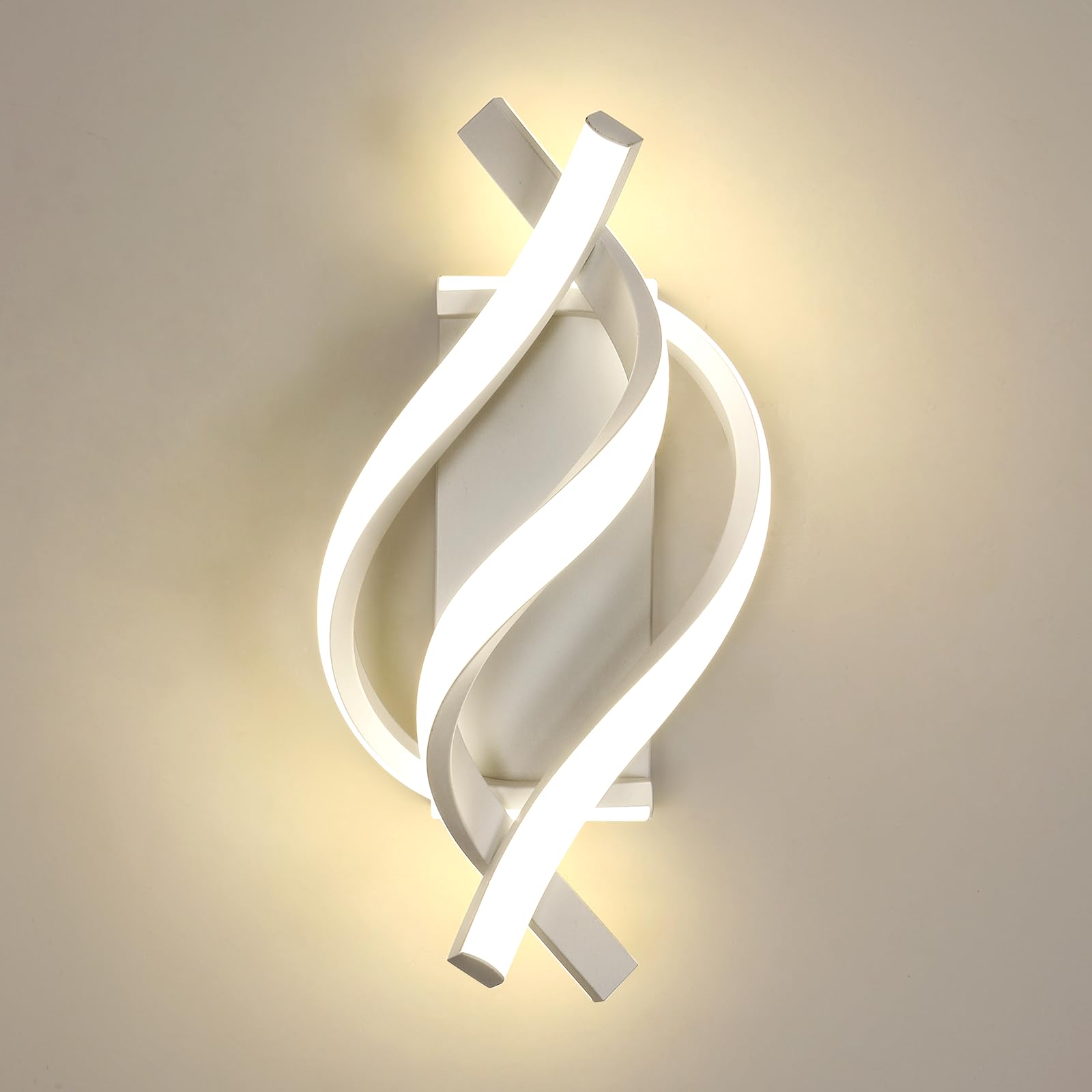 Kinkiet LED 18 W, aluminiowy kinkiet LED do wnętrz, temperatura barwowa 3000 K-4500 K-6500 K, odpowiedni do salonu i sypialni (biały)