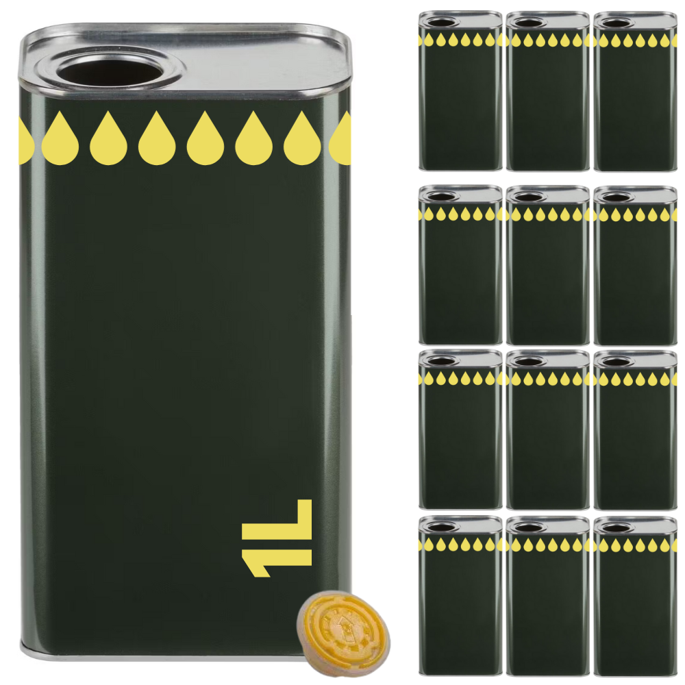 Latta Per Olio Di Oliva 10 Litri Verde Con Litografia Gocce Oro – Acquaverde (Contenitore Alimentare)