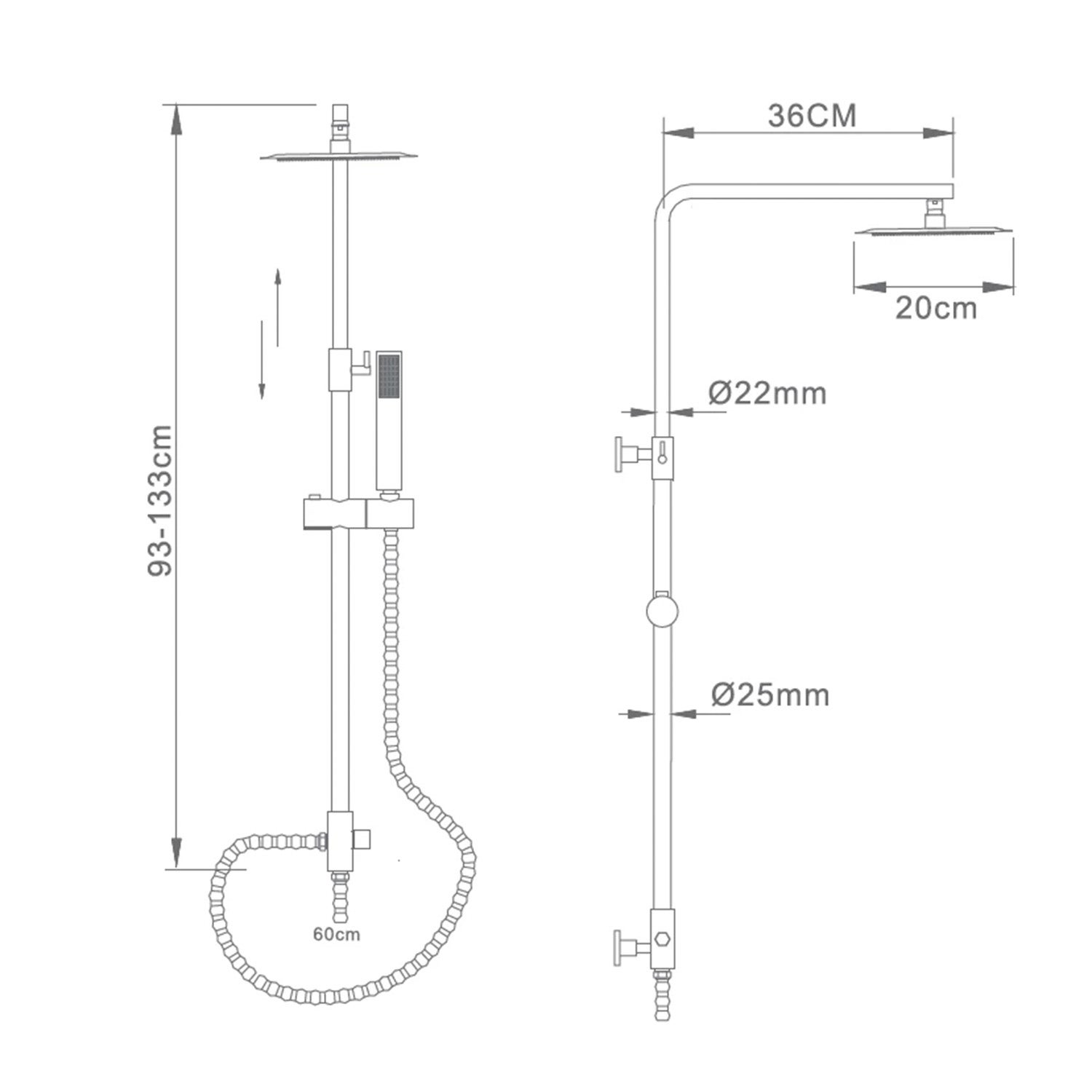 IMEX - Columna Ducha con Grifo | Kit de Ducha con Alcachofa y Rociador Antical | Griferia en Latón con Barra Extensible | Serie Minsk | Color Cromado - 3