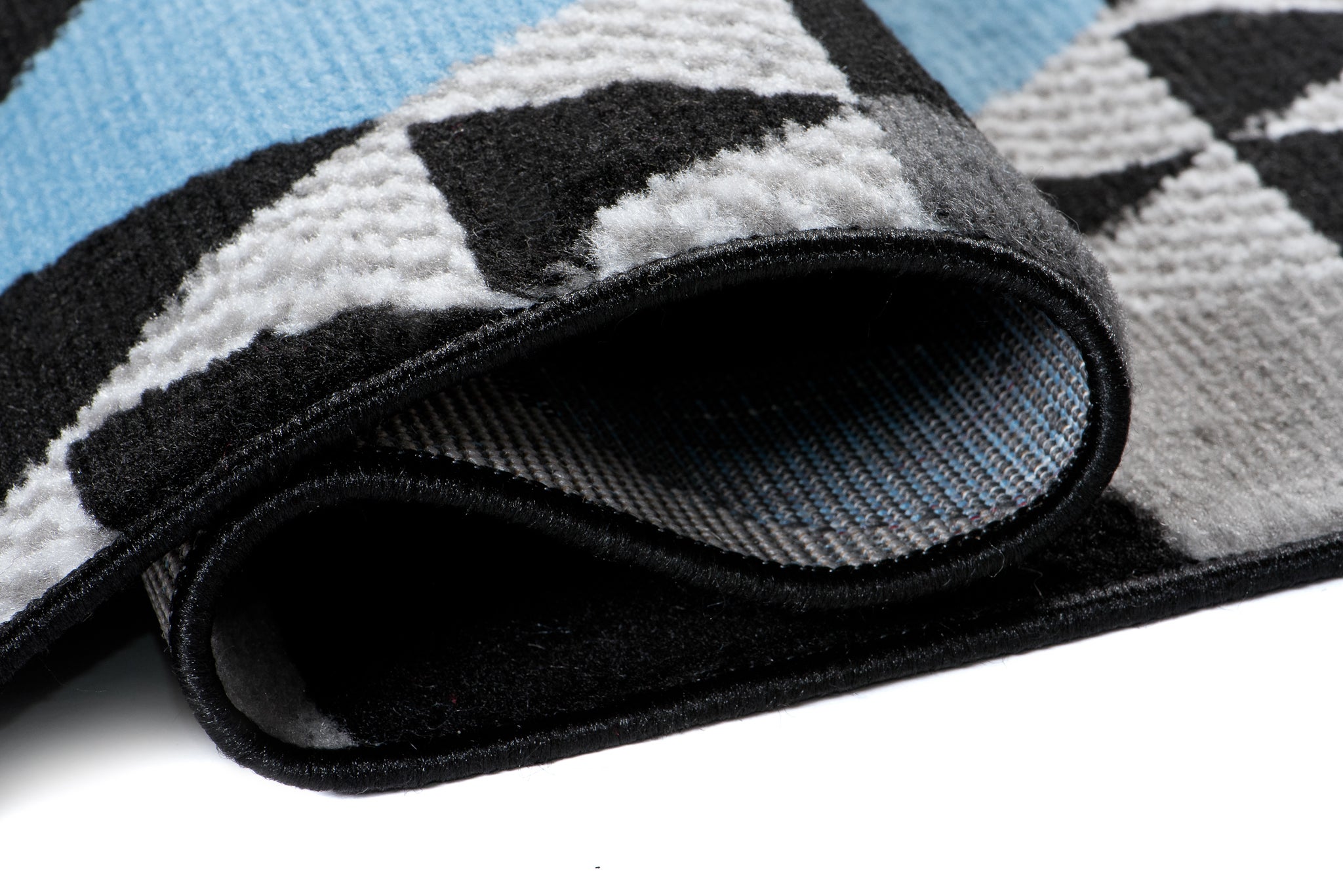 TAPISO Maya Tappeto Passatoia Corridoio Moderno Blu Grigio Nero Triangolo Mosaico 80 x 210 cm - 3