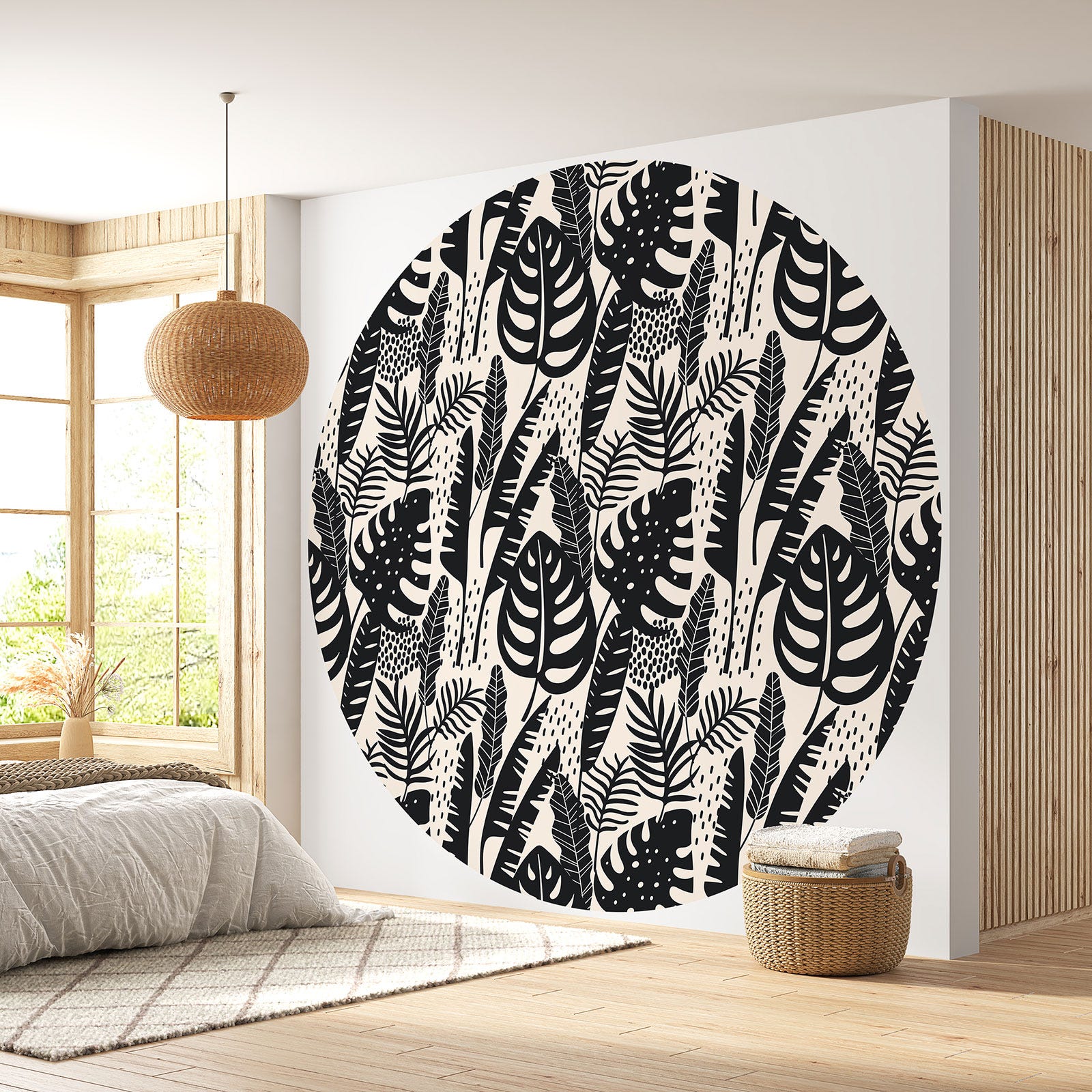 Motif Rond Papier peint rond / cercle - Motif botanique - 126 - Diamètre 120 cm ...
