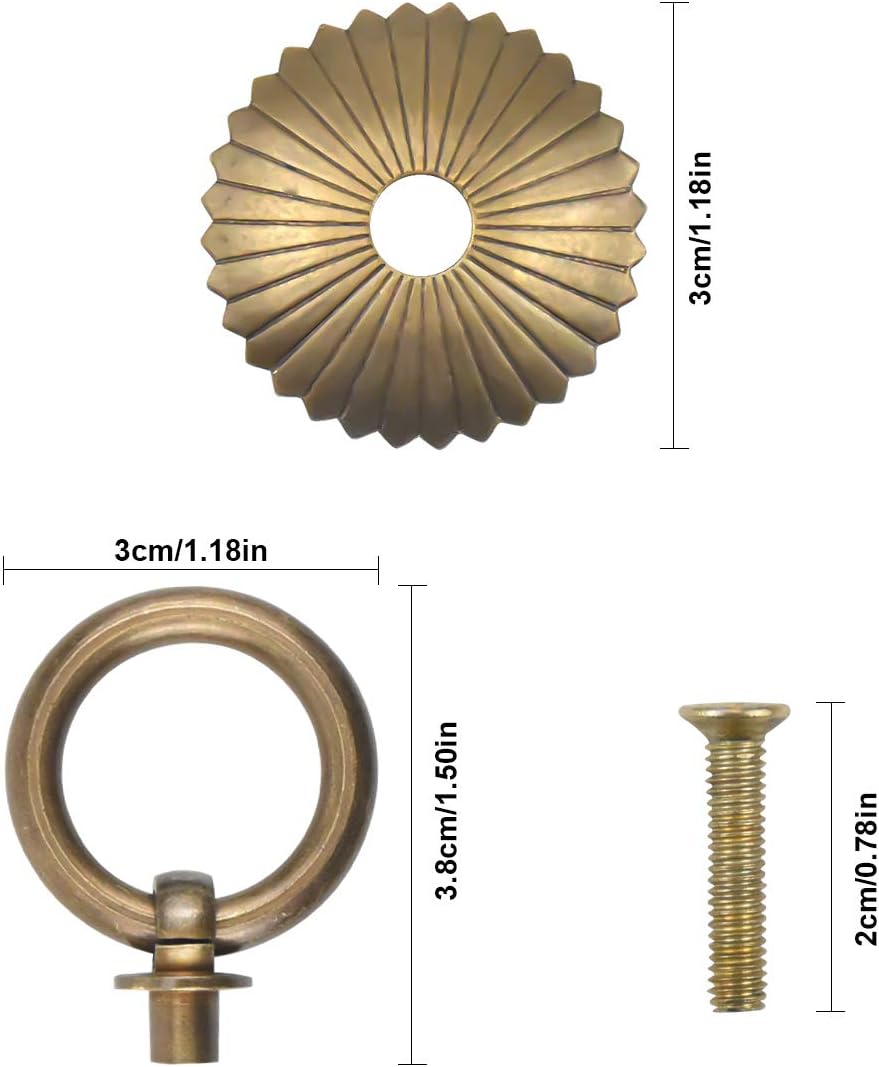 Poignée De Tirage D'anneau De Porte Rétro, Bouton D'anneau De Tiroir En Métal Antique, 4 Boutons De Tirage D'anneau De Porte En Laiton Antique Matériel Vintage Tiroir Armoire Placard Cuisine Meubles P