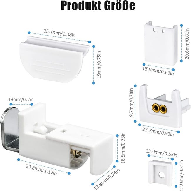 Pinza Persiana KLEMMFLEX 6 Soportes De Sujeción Cortos Con Gancho De Metal Para Estor, Estor Doble, Sin Taladrar Para Sujetar Y Pegar, 6 Unidades, Accesorios Para La Suspensión, Fijación A Ventana De