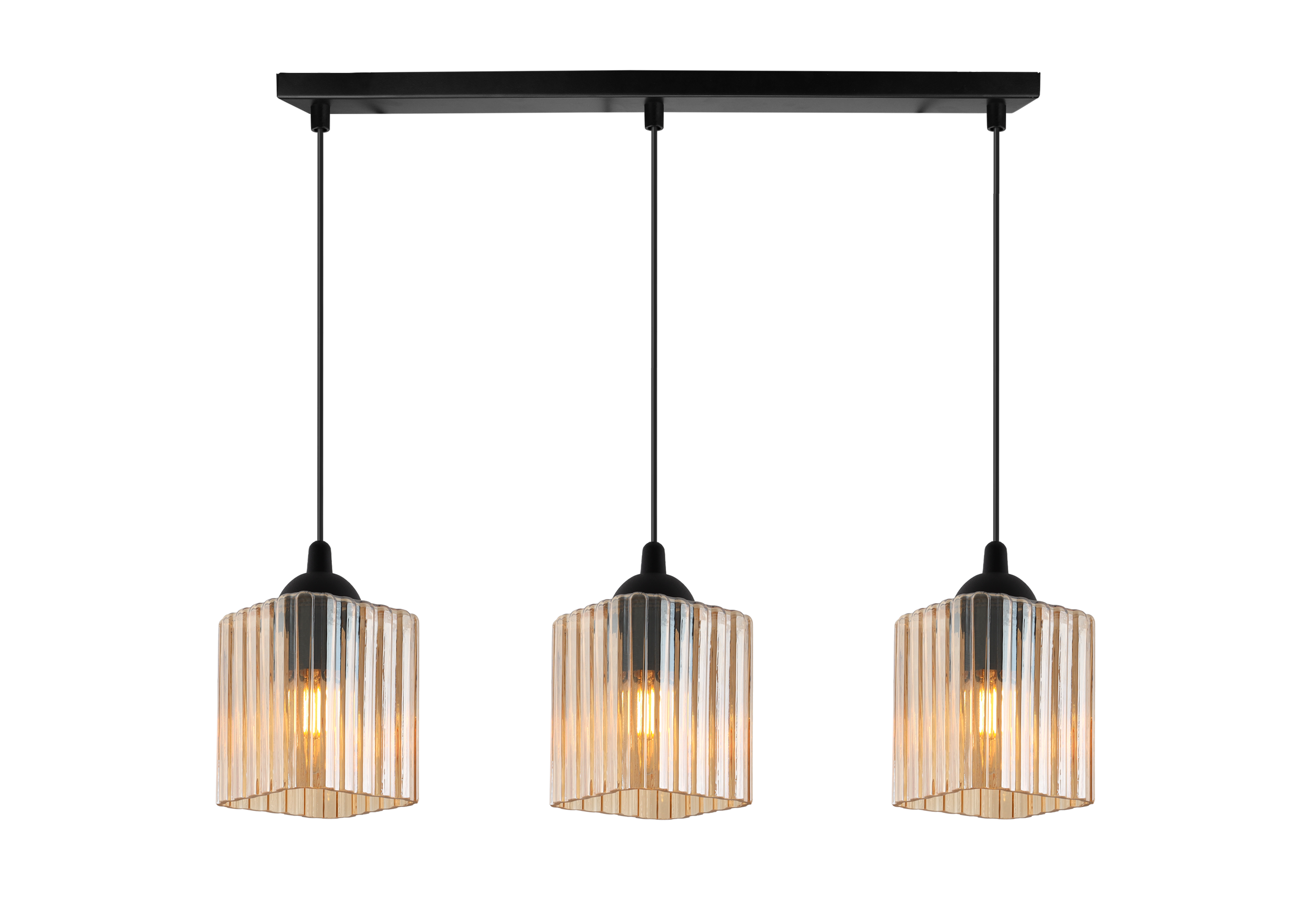 Lampă suspendată de tavan Light Home LH Riffle 3x E27 60W negru/miere