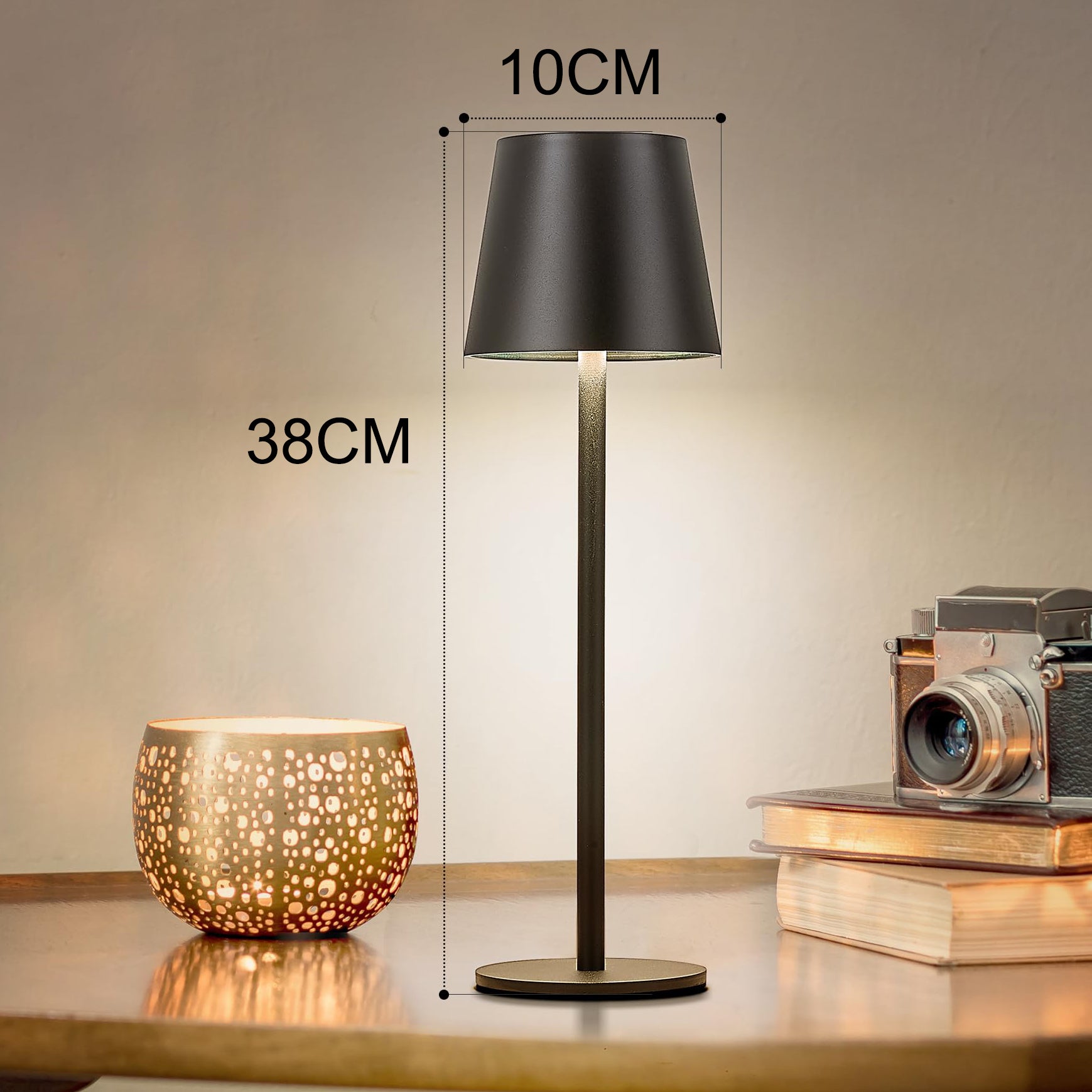 Sientice Lot de 2 lampes de table sans fil, lampes de bureau rechargeables étanches IP54, 3 températures de couleur à gradation continue - 9