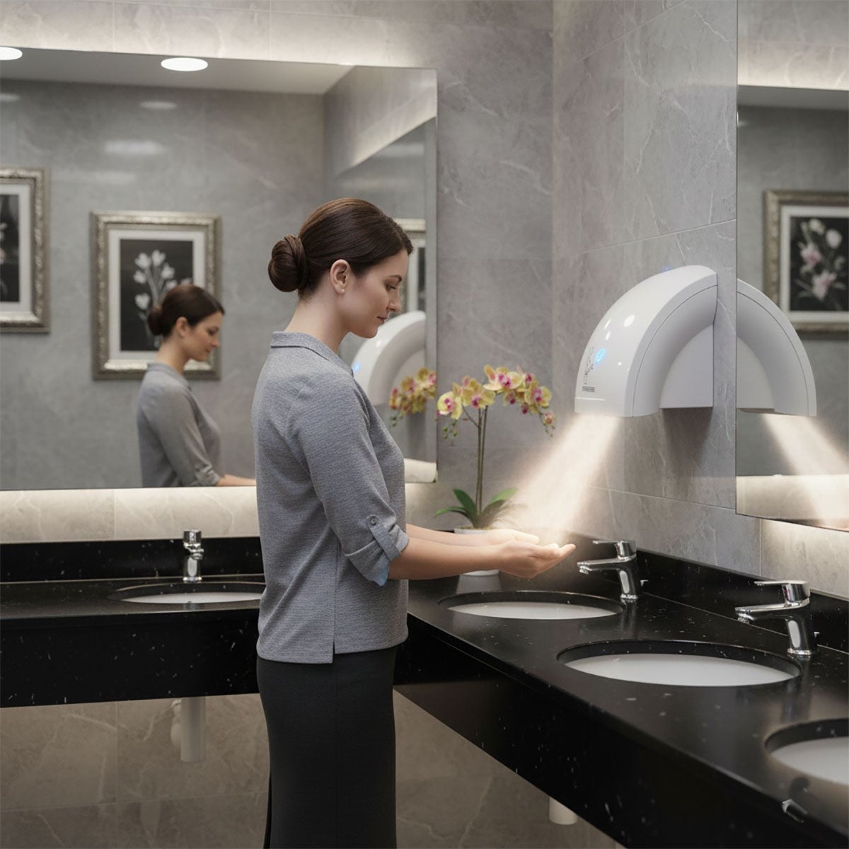 SÈCHE-MAINS ÉLECTRIQUE AUTOMATIQUE À AIR CHAUD PHOTOCELLULE MURAL POUR HÔTEL - 4