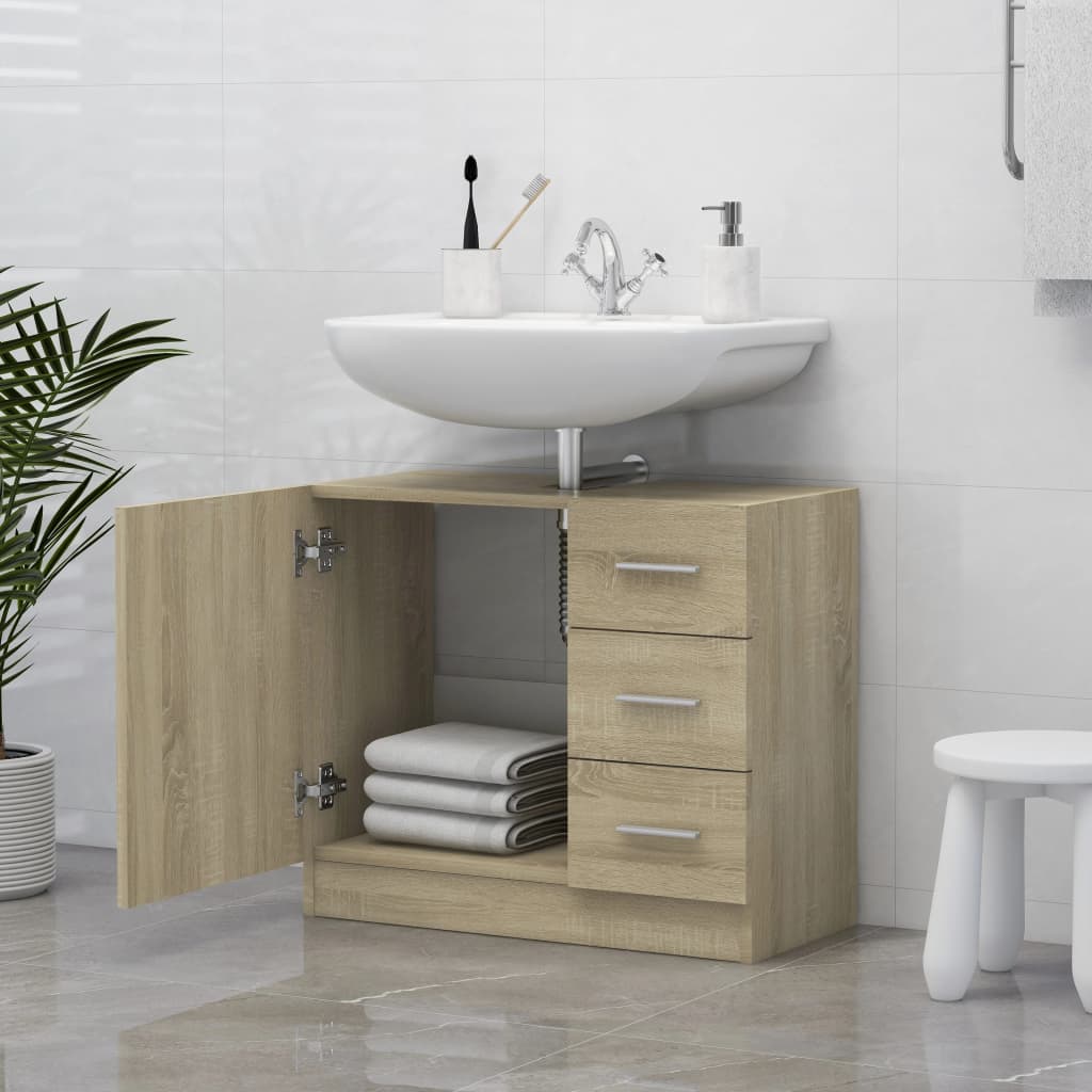 Maison Exclusive - Mobile Sottolavabo Rovere Sonoma 63x30x54 cm Legno Multistrato - 3