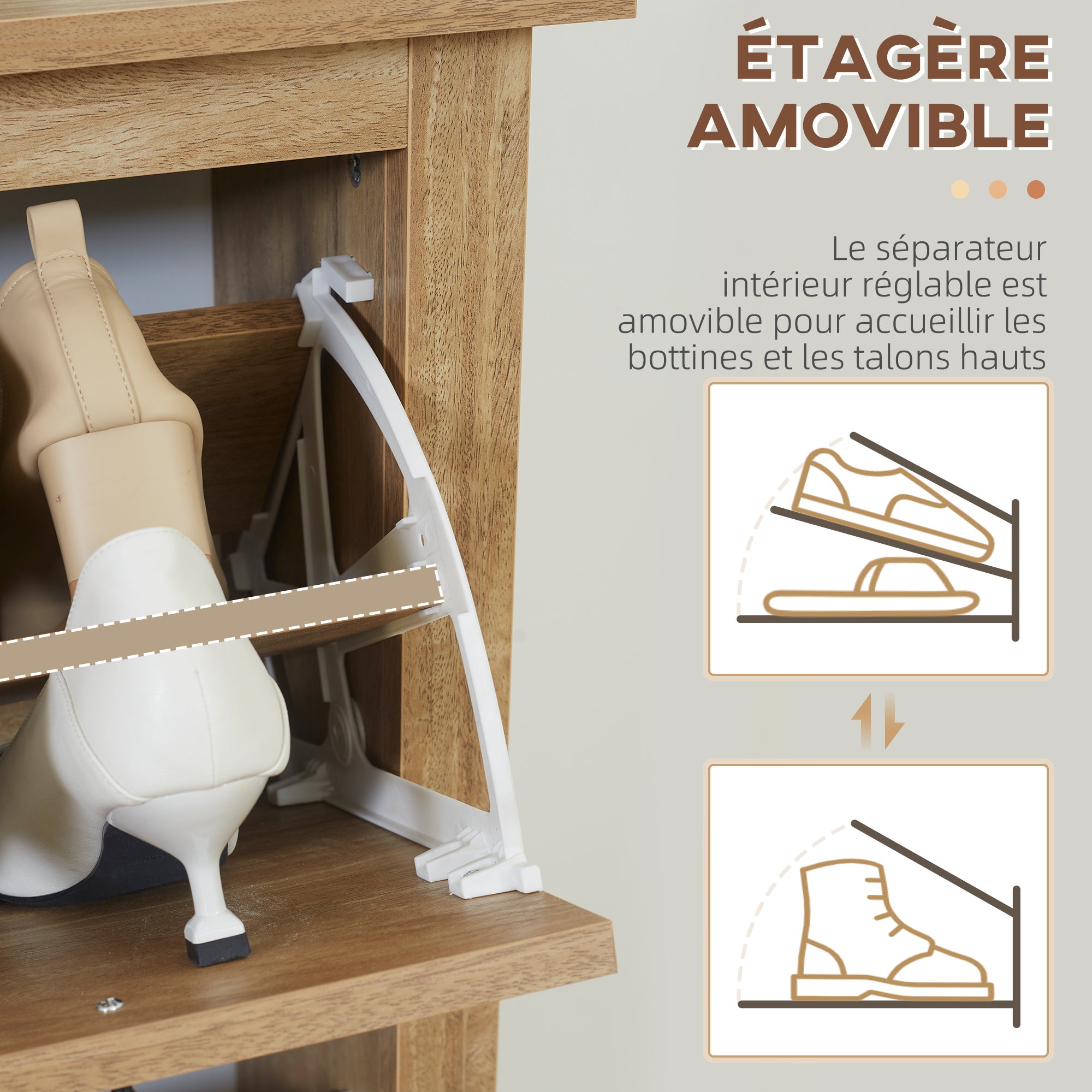 Meuble à chaussures Panneaux de particules HOMCOM - 6