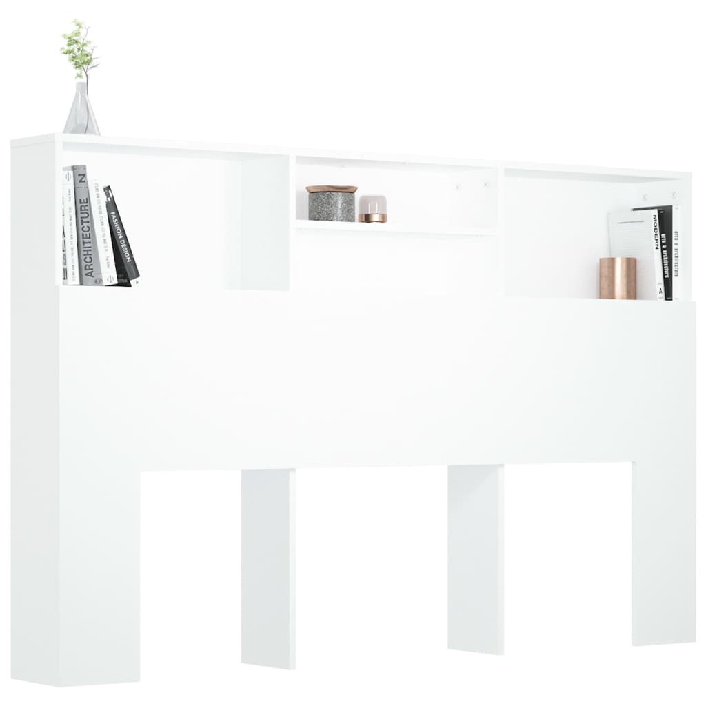 vidaXL Armoire de tête de lit Blanc 160x19x103,5 cm - 4