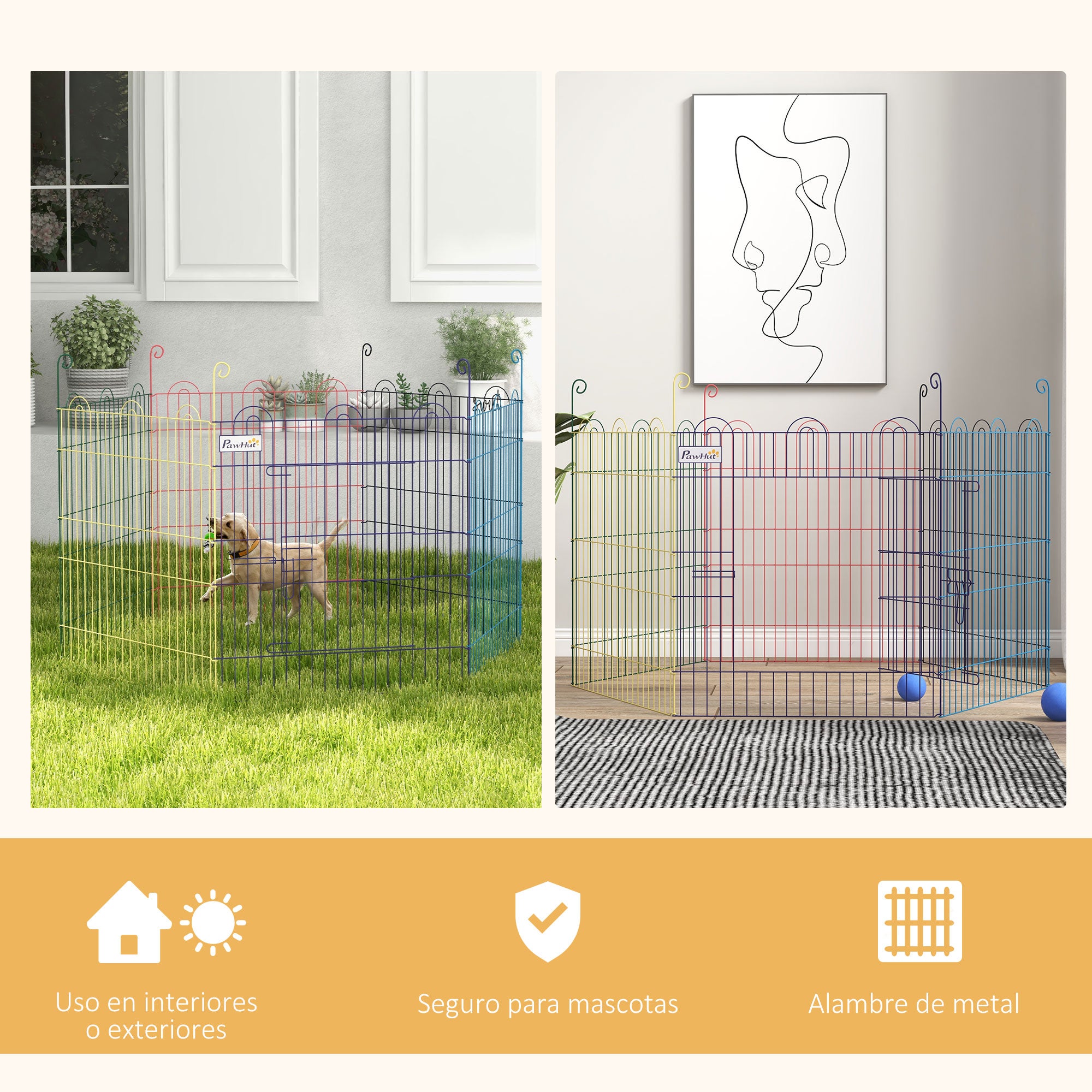 Parque para Animais PawHut Metal Multicor Ø120x60 cm - 7