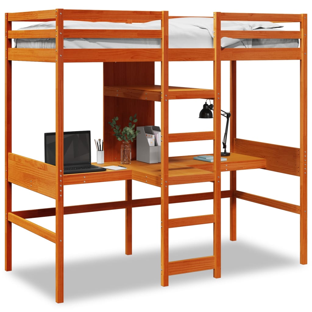 Cadre de lit superposé sans matelas, en bois de pin massif, 90 × 190 cm - 2
